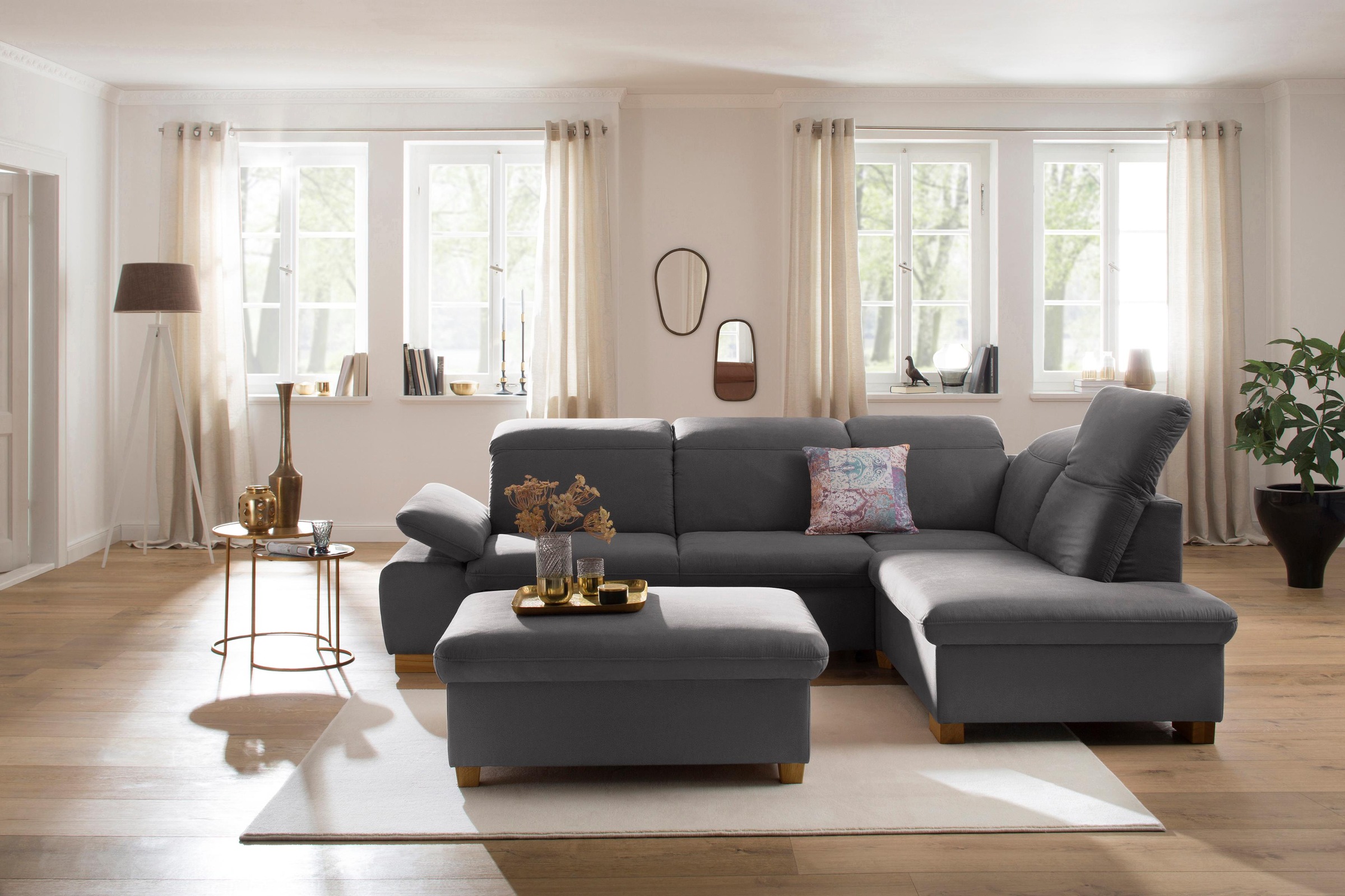 Image of Home affaire Ecksofa »Maven«, mit Ottomane, Kopfteil- und Armlehn-Verstellung, Federkern bei Ackermann Versand Schweiz