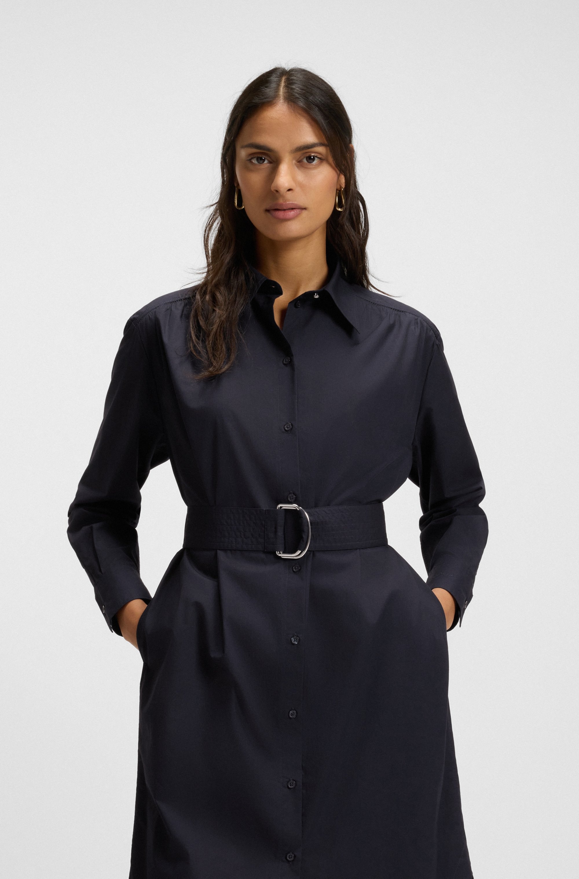 BOSS ORANGE Hemdblusenkleid »Delegant Premium Damenmode«, mit Gürtel mit D-Ring-Schliesse
