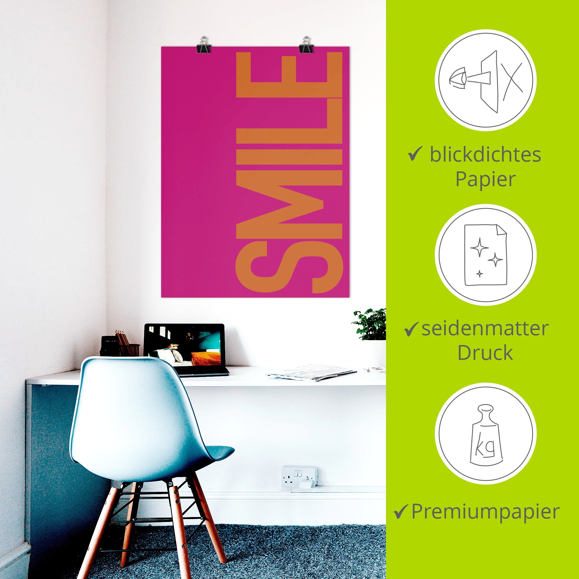 Artland Wandbild »Smile« Sprüche & Texte 1 Stk. tlg. als Alubild, Leinwandbild, Poster, Wandaufkleber in verschied. Grössen