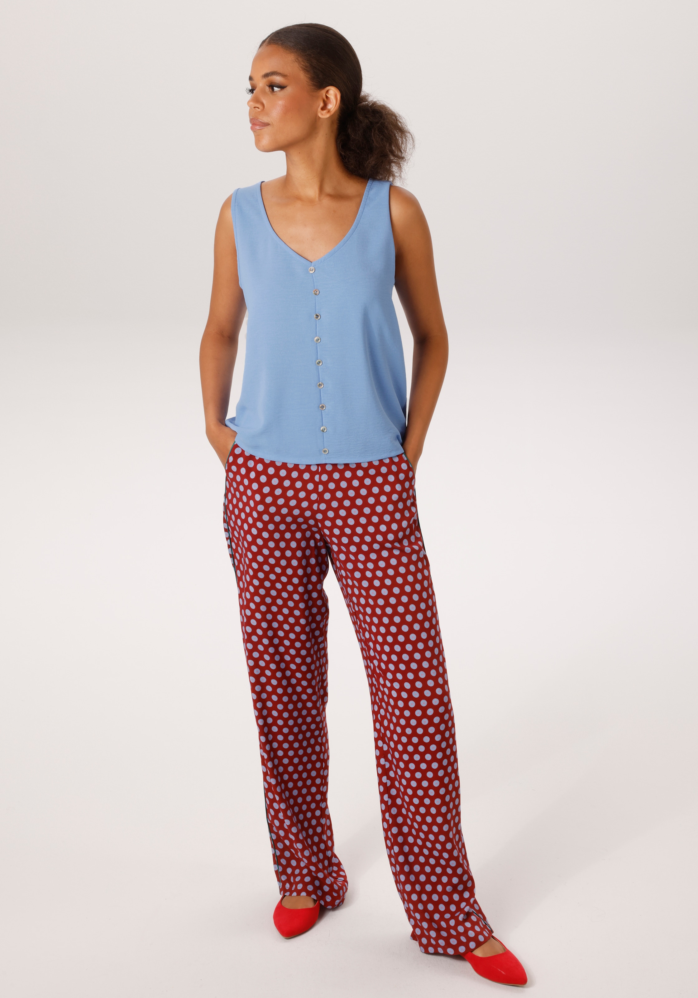 Aniston CASUAL Top chemisier in Leinen-Optik