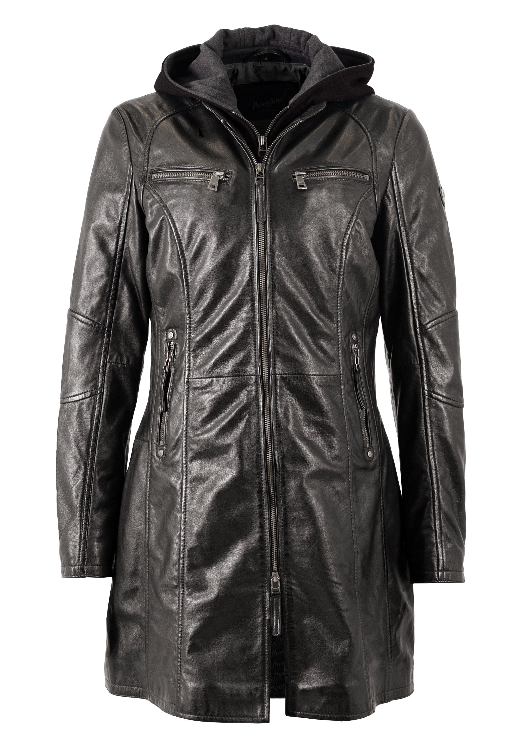 Mauritius Manteau en cuir »Bente« Veste en cuir 2-en-1 avec insert à capuche amovible en jersey