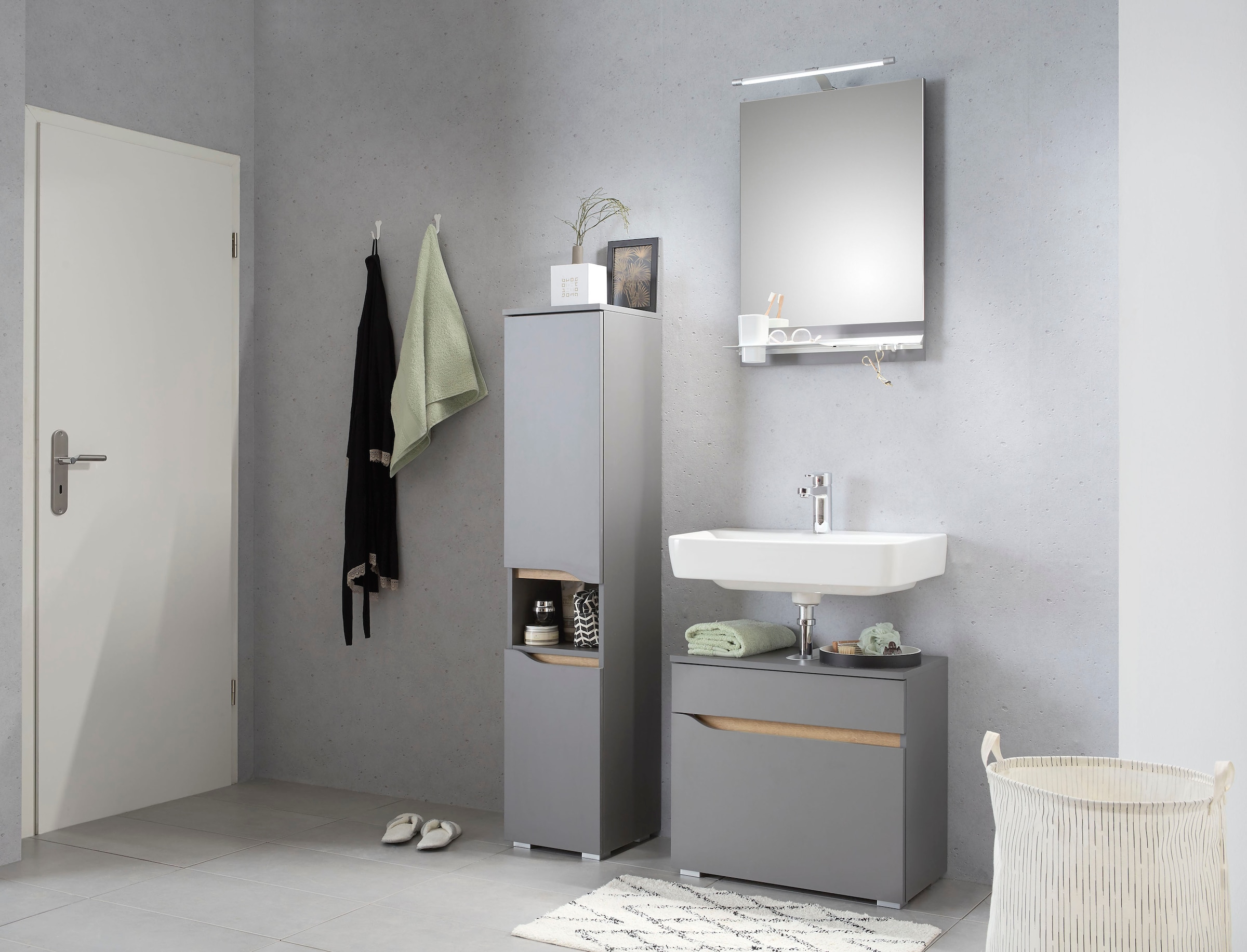 Saphir Waschbeckenunterschrank »Quickset Unterbeckenschrank, 60 cm breit, 1 Schublade« Waschbeckenschrank mit Siphonausschnitt, ohne Waschbecken, grifflos