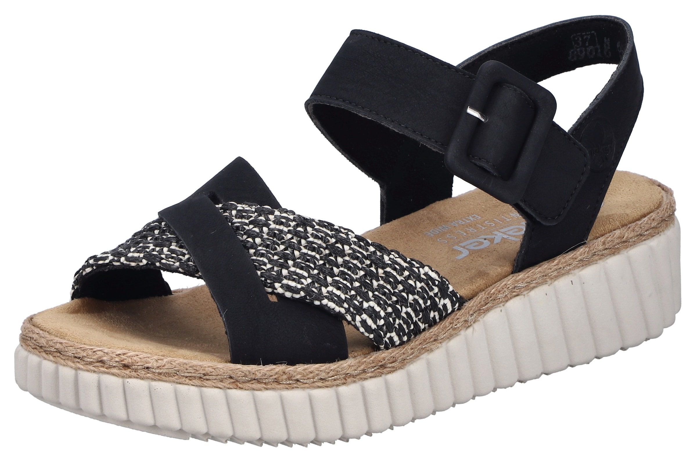 Rieker Sandale  Chaussure d'été, chaussure de plage, chaussure de vacances avec bordure en raphia