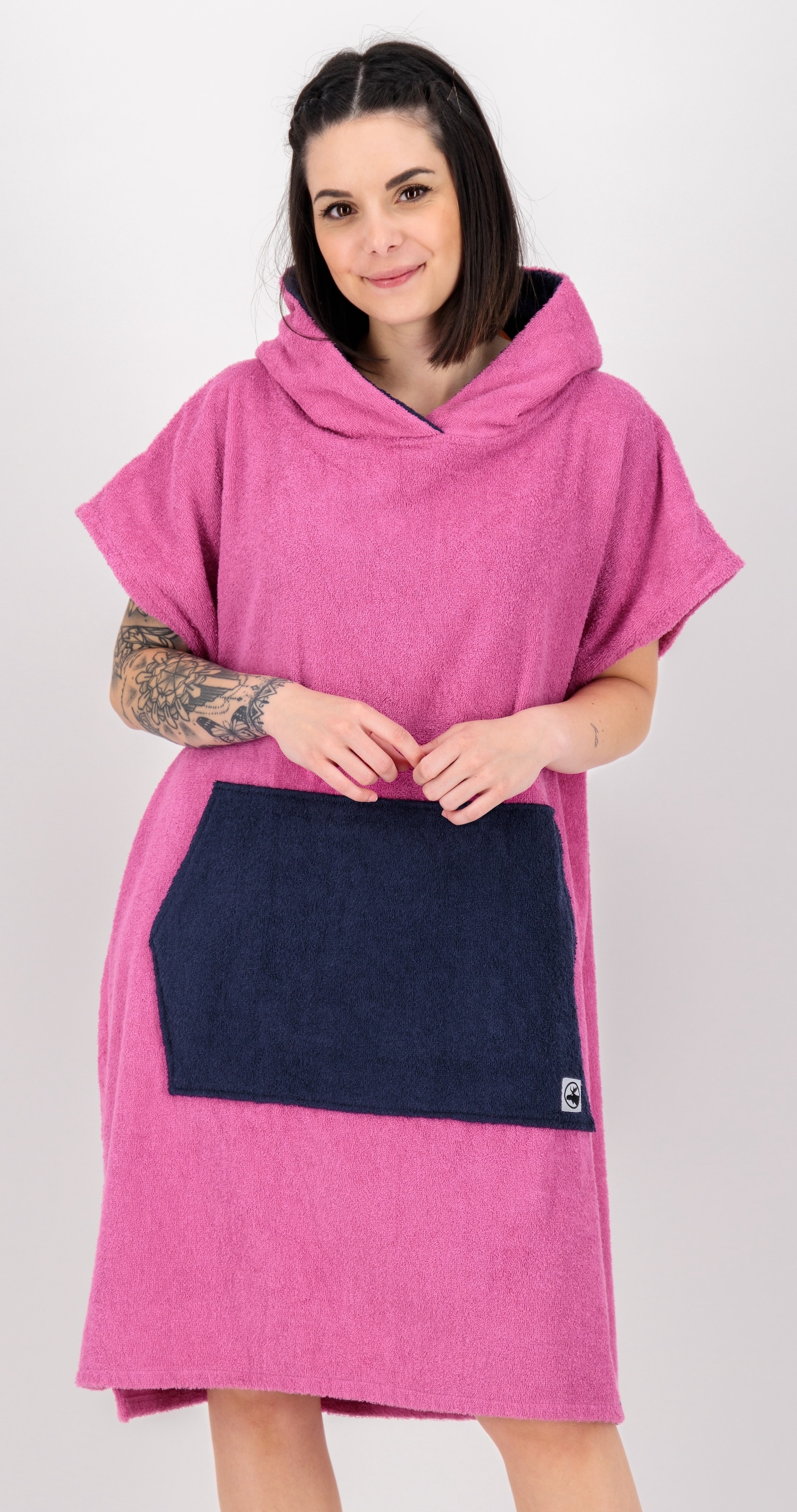Image of DEPROC Active Poncho "Badeponcho PARLEE BEACH" mit Kapuze Badeponcho mit grosser Kängurutasche und Innentasche