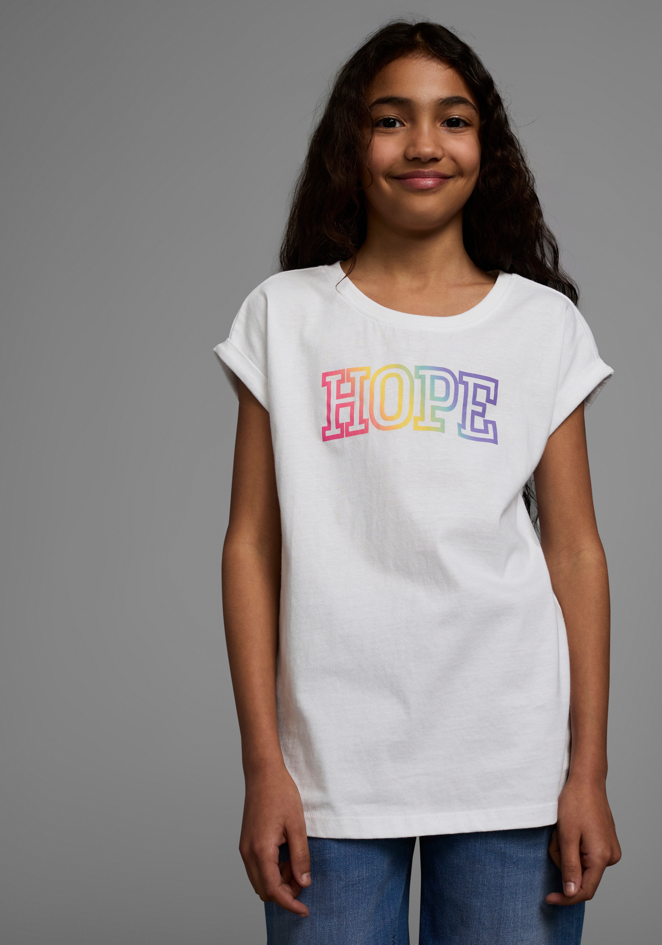 Image of KIDSWORLD T-Shirt "Mit Print: HOPE" Kurzarm, bequeme Passform, mit Print, Rundhalsausschnitt
