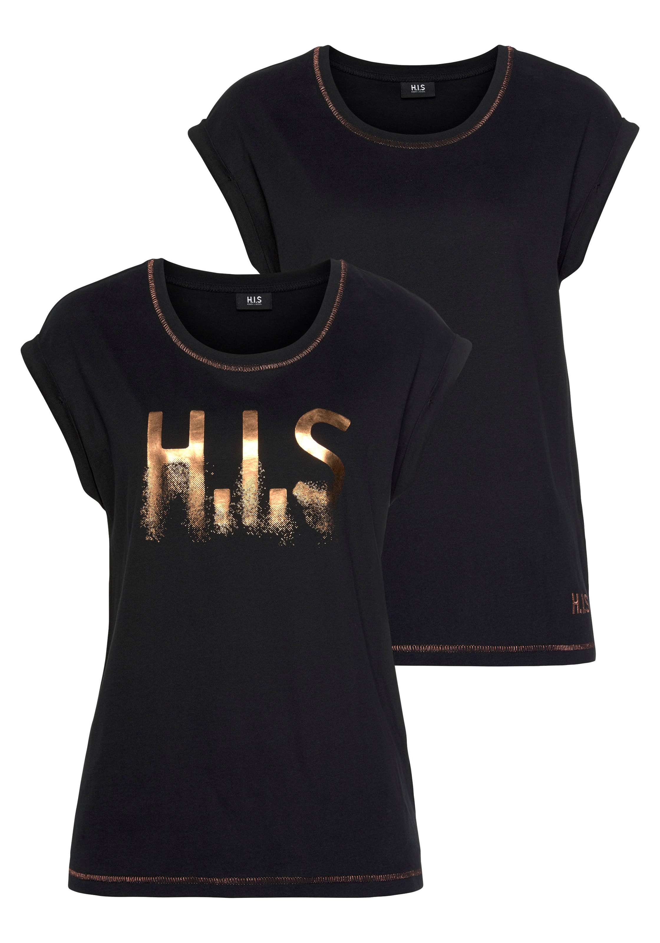 Image of H.I.S T-Shirt »mit glänzenden Druck«, (2er-Pack) bei Ackermann Versand Schweiz