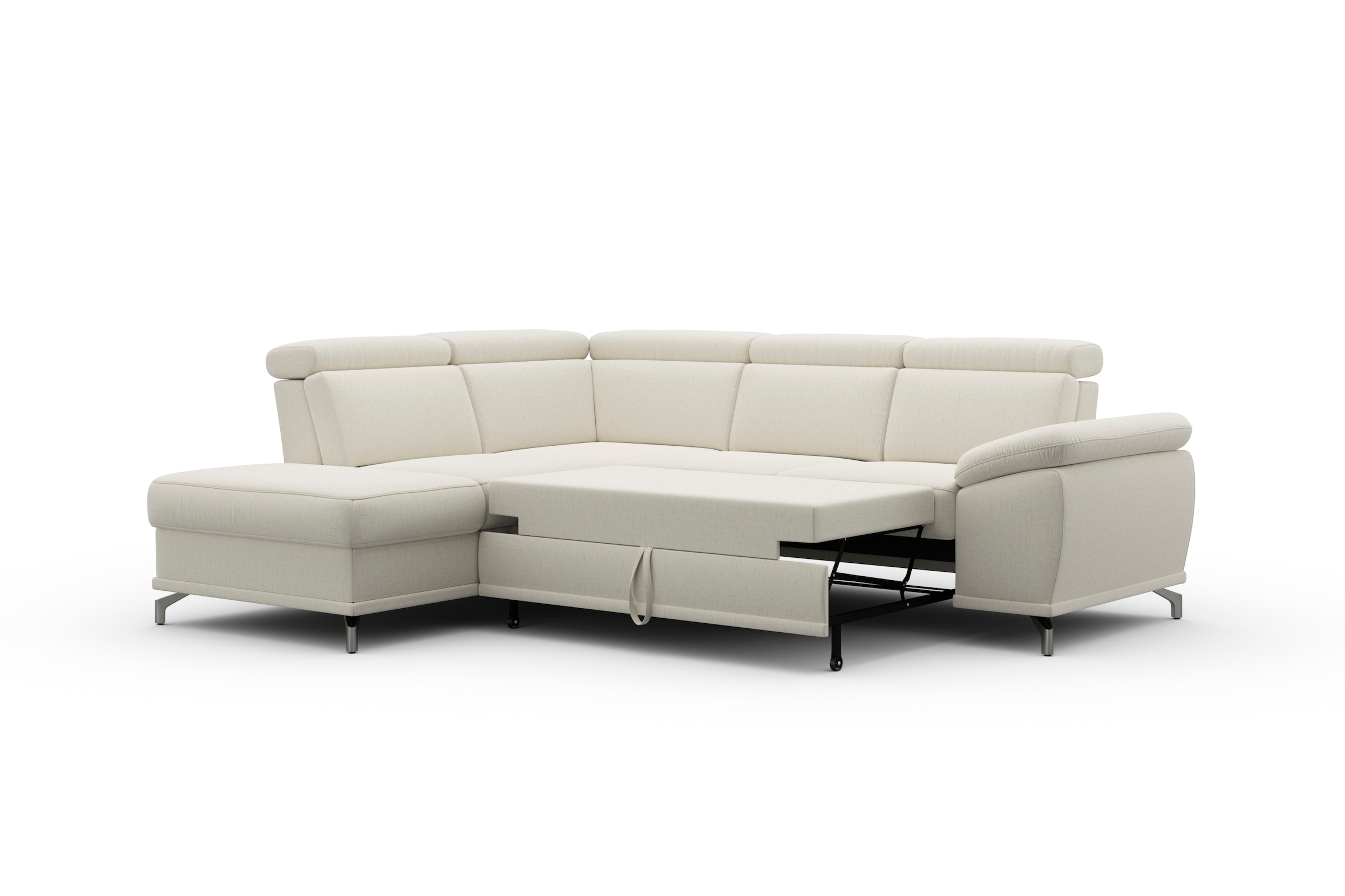 sit&more Ecksofa »Cabrio L-Form, mit Sitztiefenverstellung, Arm- und Kopfteilverstellung«, 3 Nierenkissen, Federkern, optional Bettfunktion und Stauraum