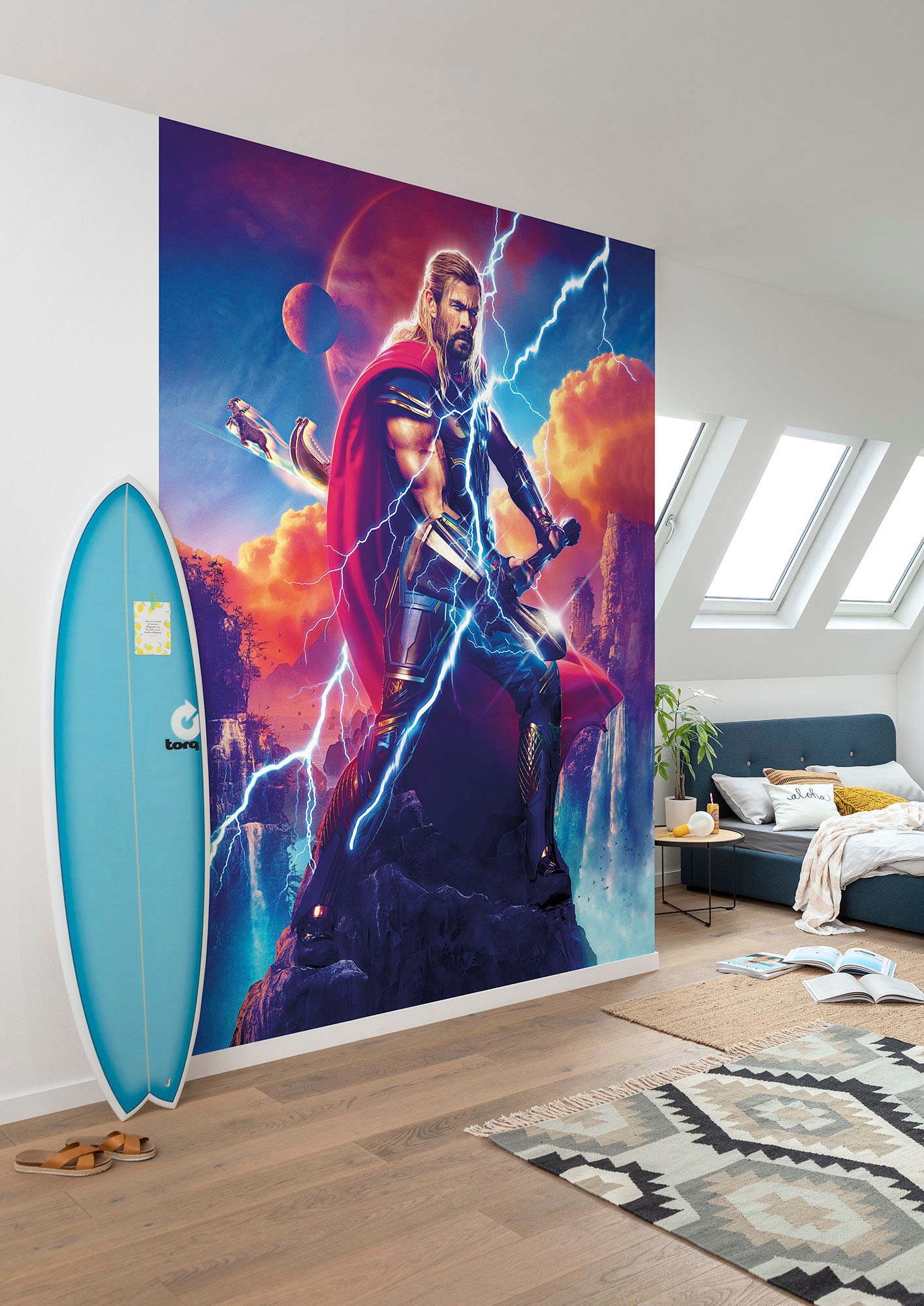 Image of Komar Fototapete "Digitaldruck Vlies - Love and Thunder Adventure - Grösse 200 x 250 cm" bedruckt glatt Kinderzimmer