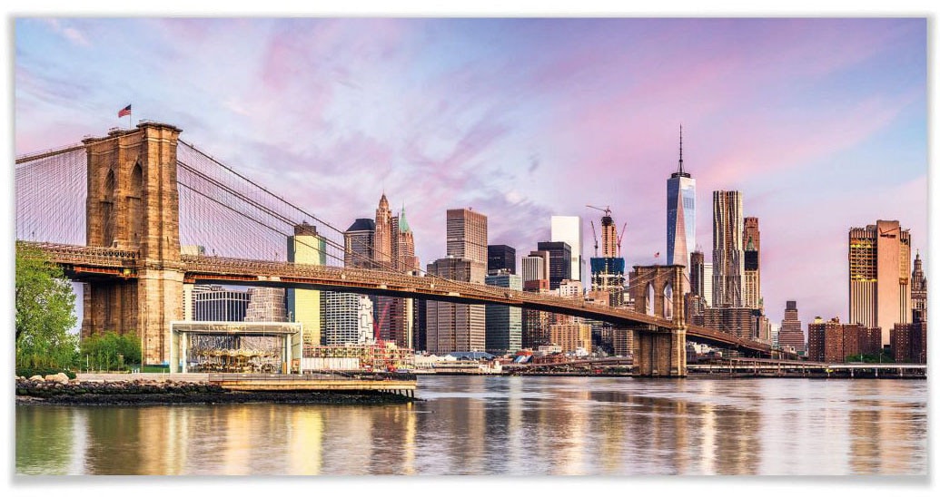 Poster, Bild, kaufen »Manhattan Bridge«, St.), Wandposter (1 New Poster Wandbild, York, jetzt Wall-Art Brooklyn Skyline