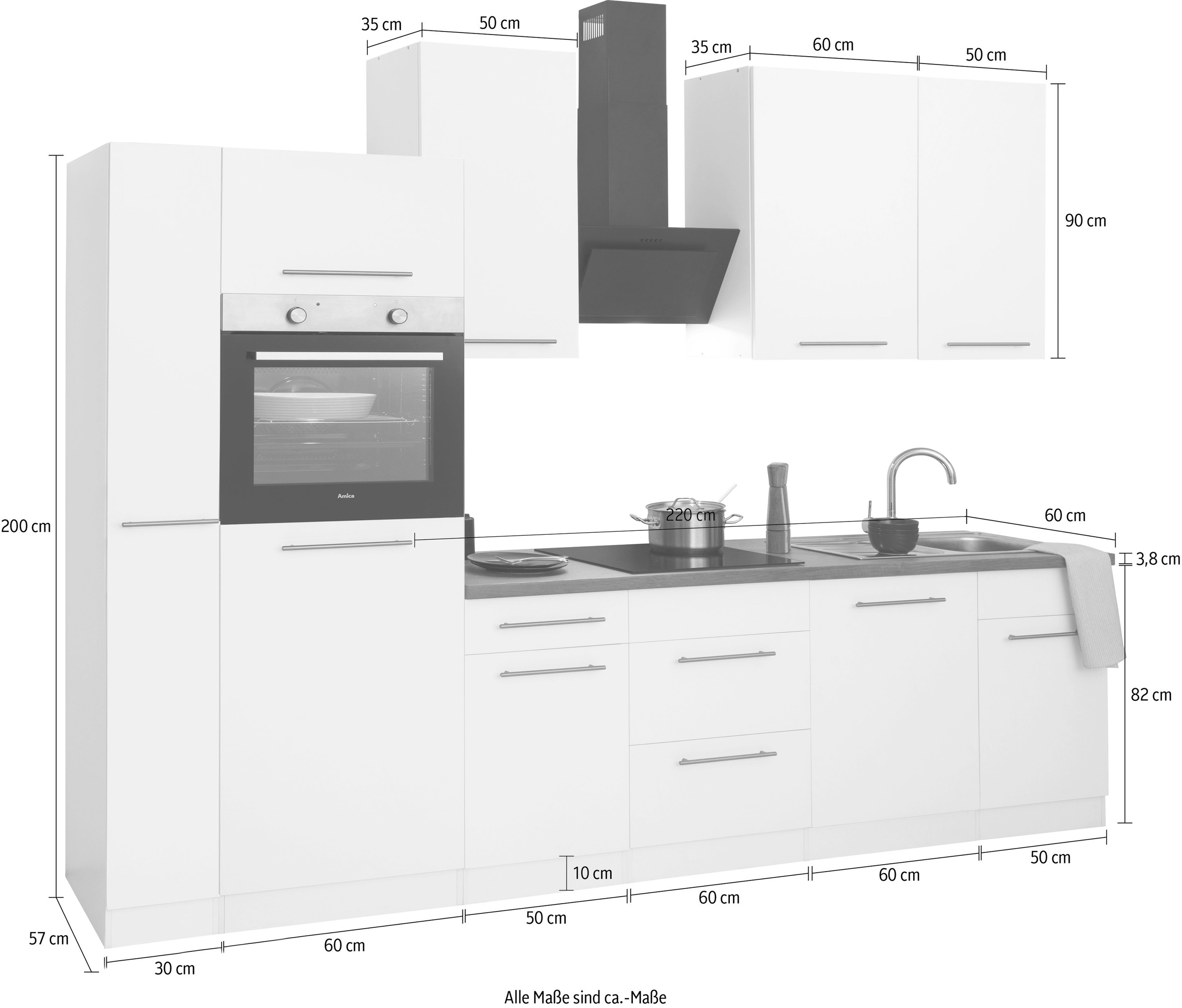 wiho Küchen Kitchenette »Unna« sans appareils électriques, largeur 310 cm