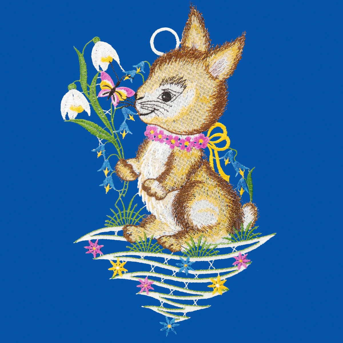 W. Reuter & Sohn - Plauener Spitze® Fensterbild »Fensterbild "Frühlingshase" farbig«