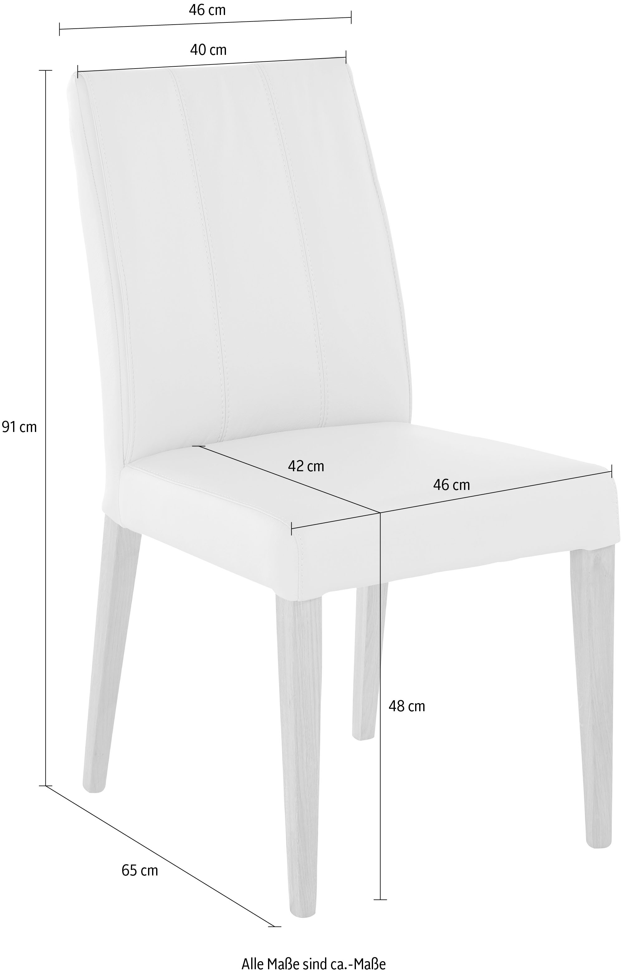 INOSIGN Esszimmerstuhl, (Set), 2 St., Leder, Rückenlehne mit Steppung