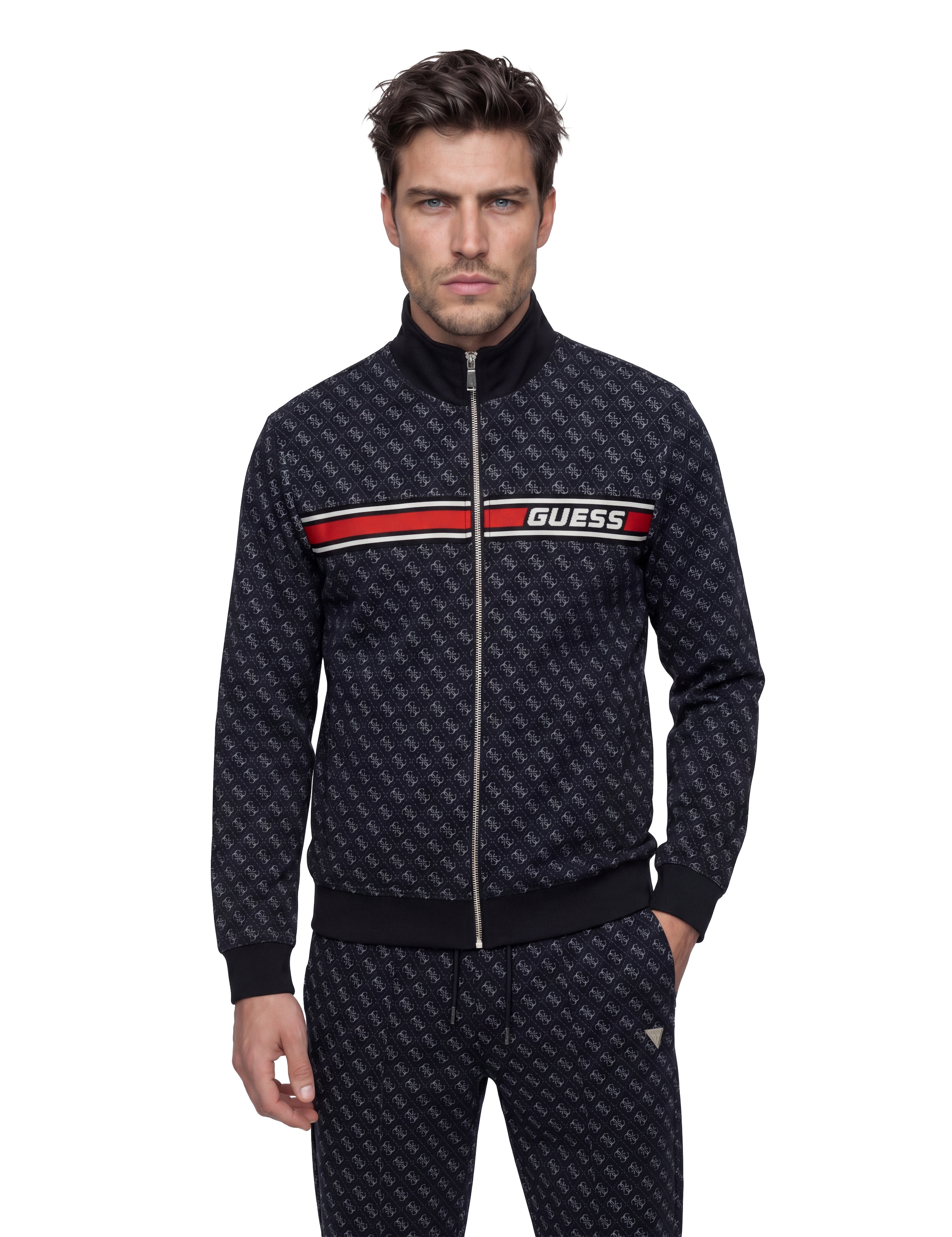 Guess Veste sweat »KORBIN« Stehkragen, Regular Fit, Eingrifftaschen