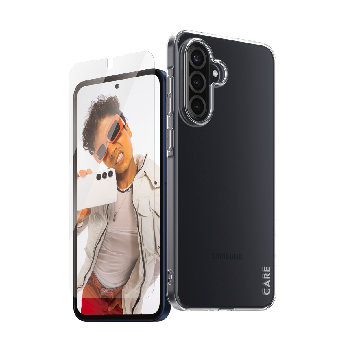 CARE by PanzerGlass Displayschutzglas »2-in-1 Protection Slim X-Ray Case + Screen Protection«, für Samsung Galaxy A36, Displayschutzfolie, Schutzfolie, Bildschirmschutz, kratz- & stossfest