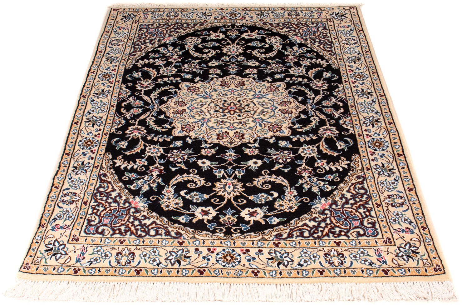 Image of morgenland Orientteppich »Perser - Nain - Royal - 156 x 98 cm - dunkelblau«, rechteckig, 10 mm Höhe, Wohnzimmer, Handgeknüpft, Einzelstück mit Zertifikat bei Ackermann Versand Schweiz