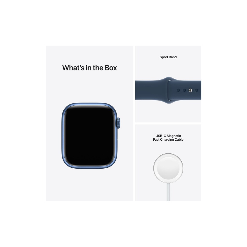 Apple Smartwatch »Serie 7, GPS, 45 mm Aluminiumgehäuse mit Sportarmband«, (Watch OS MKN83FD/A)