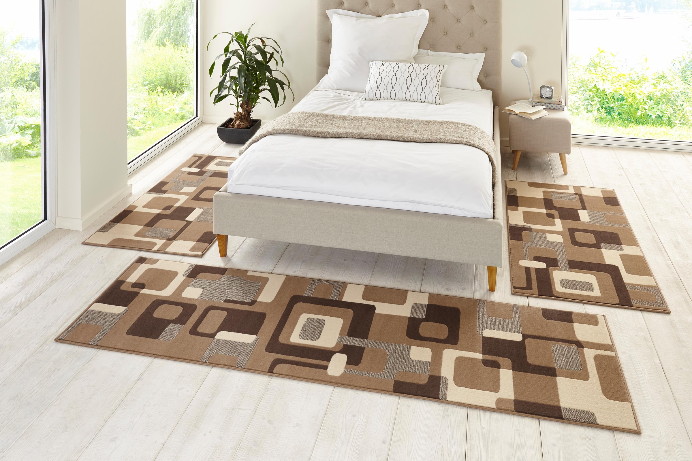 Image of HANSE Home Bettumrandung »Retro«, (3 tlg.), Kurzflor, Grafisches Muster, Gekettelt, Wohnzimmer, Schlafzimmer, Arbeitszimmer, Robust, Pflegeleicht bei Ackermann Versand Schweiz