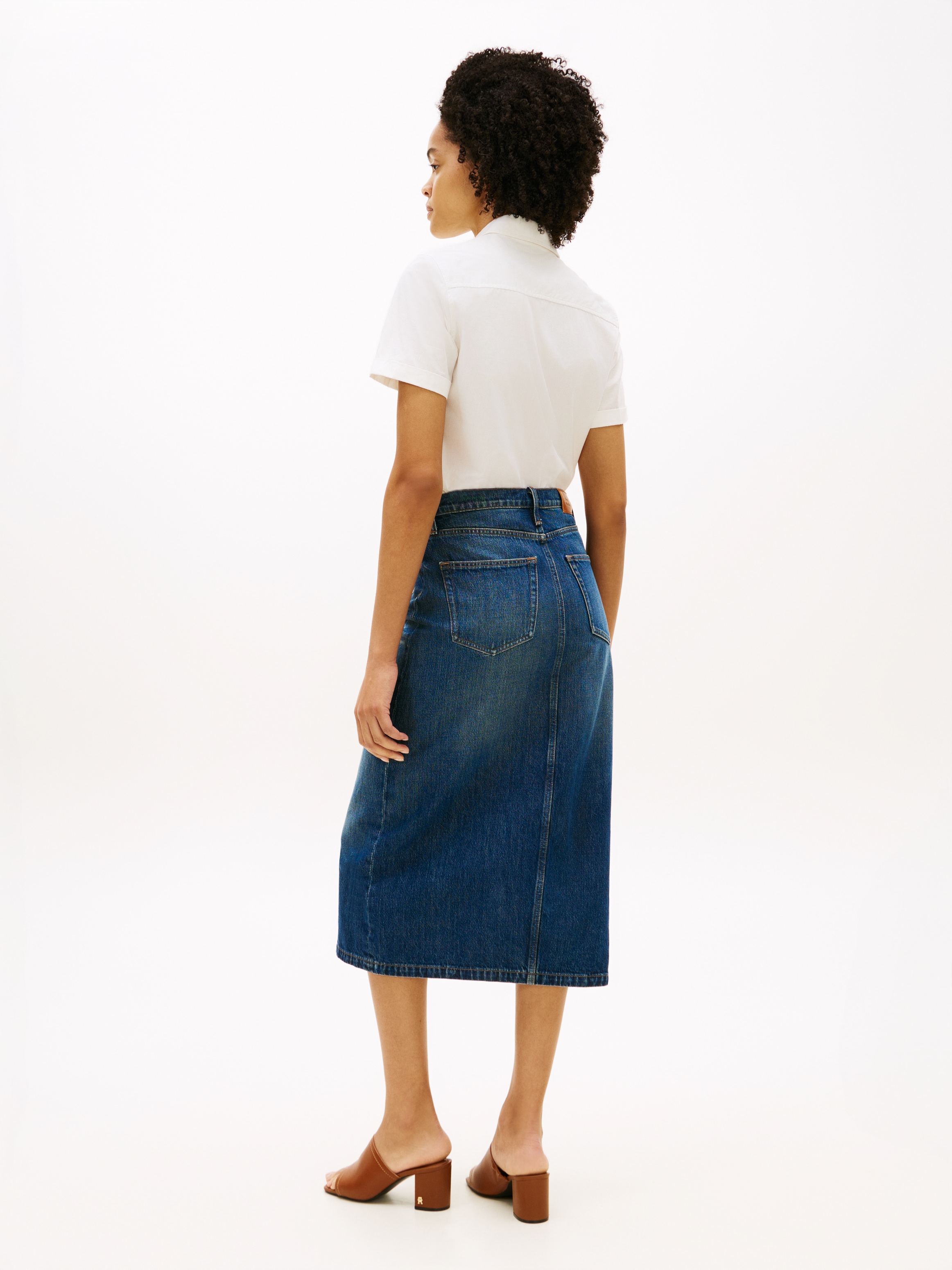 Tommy Hilfiger Jupe en jean »DNM NATE MIDI STRAIGHT SKIRT HW« avec taille haute