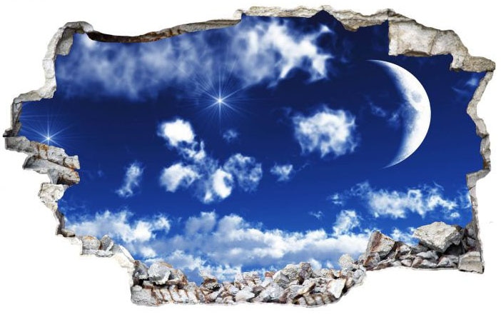 Sticker (1 3D Wandtattoo St.) bas Mond prix à Wall-Art »Wolken Himmel«,