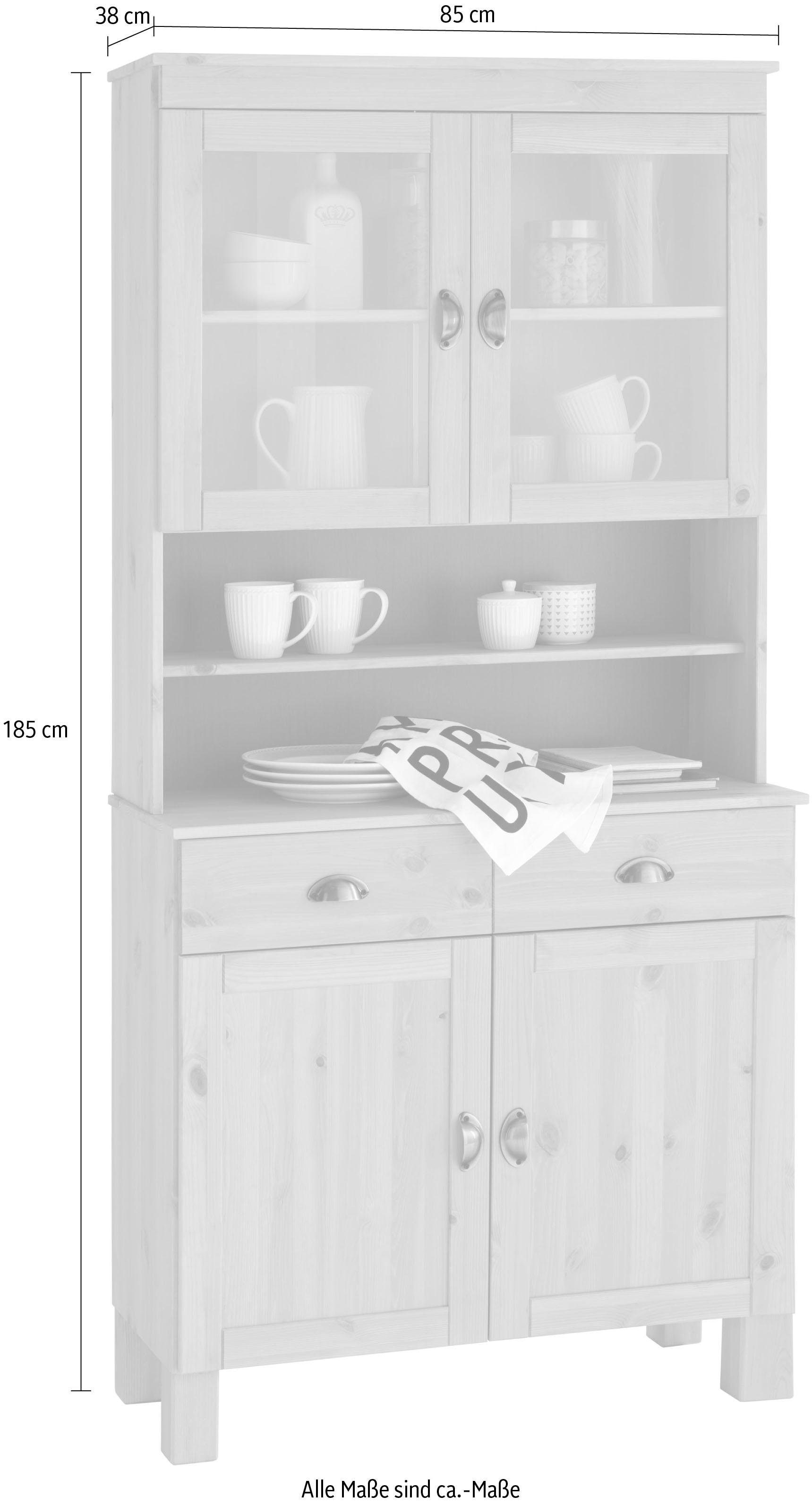 Home affaire Küchenbuffet »Oslo«, 85 cm breit, aus massiver Kiefer, mit 2  Glastüren, Metallgriffe kaufen