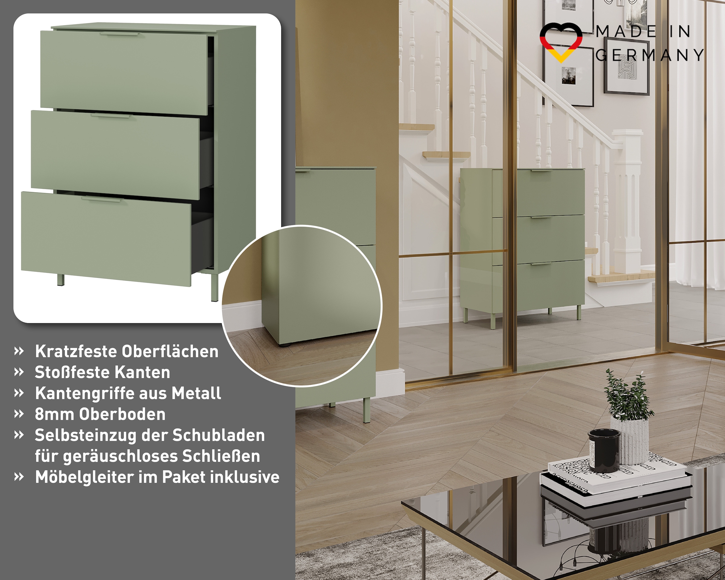 GERMANIA Kommode »Savoca« 1 Stk. tlg. Breite 68 cm, Soft-close, 2 Fussvarianten inkl., Made in Germany