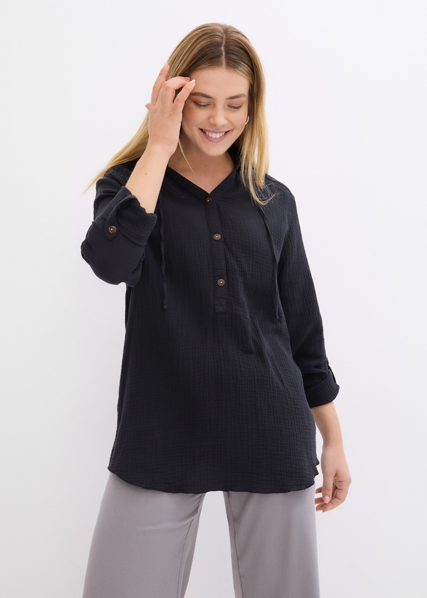 Image of bonprix Schlupfbluse 1 Loose fit, für Frühling und Sommer, aus Baumwolle, Musselin-Tunika