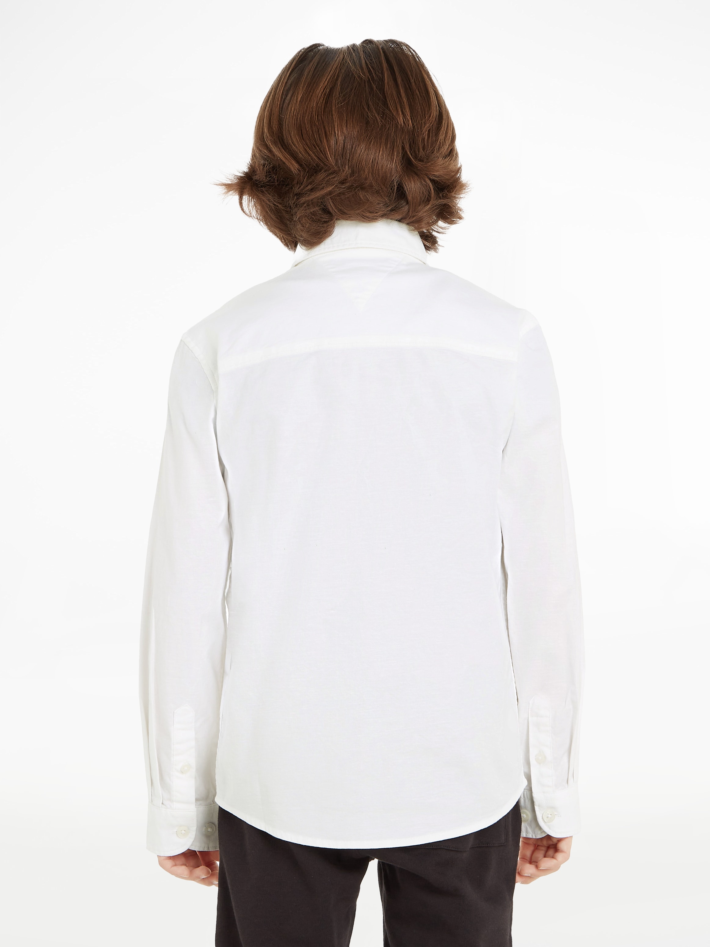 Tommy Hilfiger Chemise à manches longues »BOYS STRETCH OXFORD SHIRT L/S« Enfants jusqu’à 16 ans, col boutonné, manches longues, drapeau logo