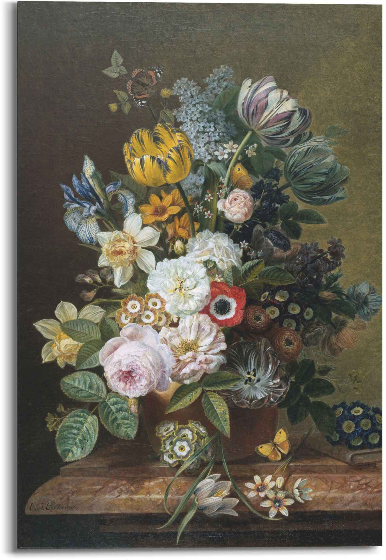 Image of Reinders! Wandbild »Wandbild Stillleben mit Blumen Alte Meister - Blumen - Schmetterling«, Stillleben, (1 St.) bei Ackermann Versand Schweiz