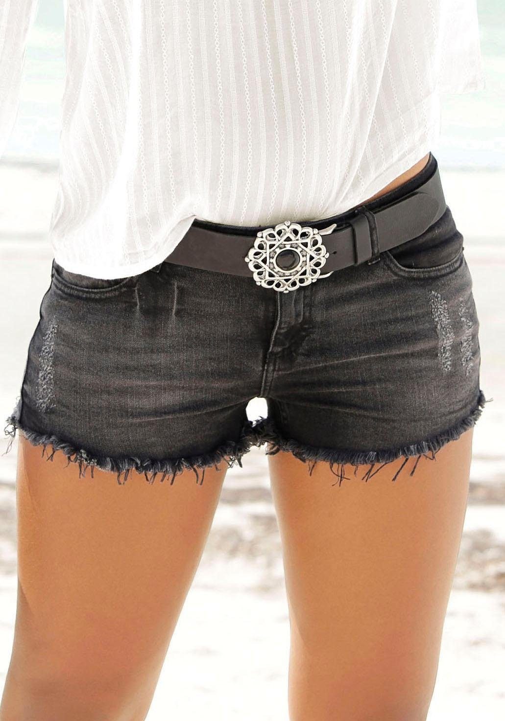 ♕ Buffalo Jeanshotpants, mit am versandkostenfrei Saum Fransen bestellen