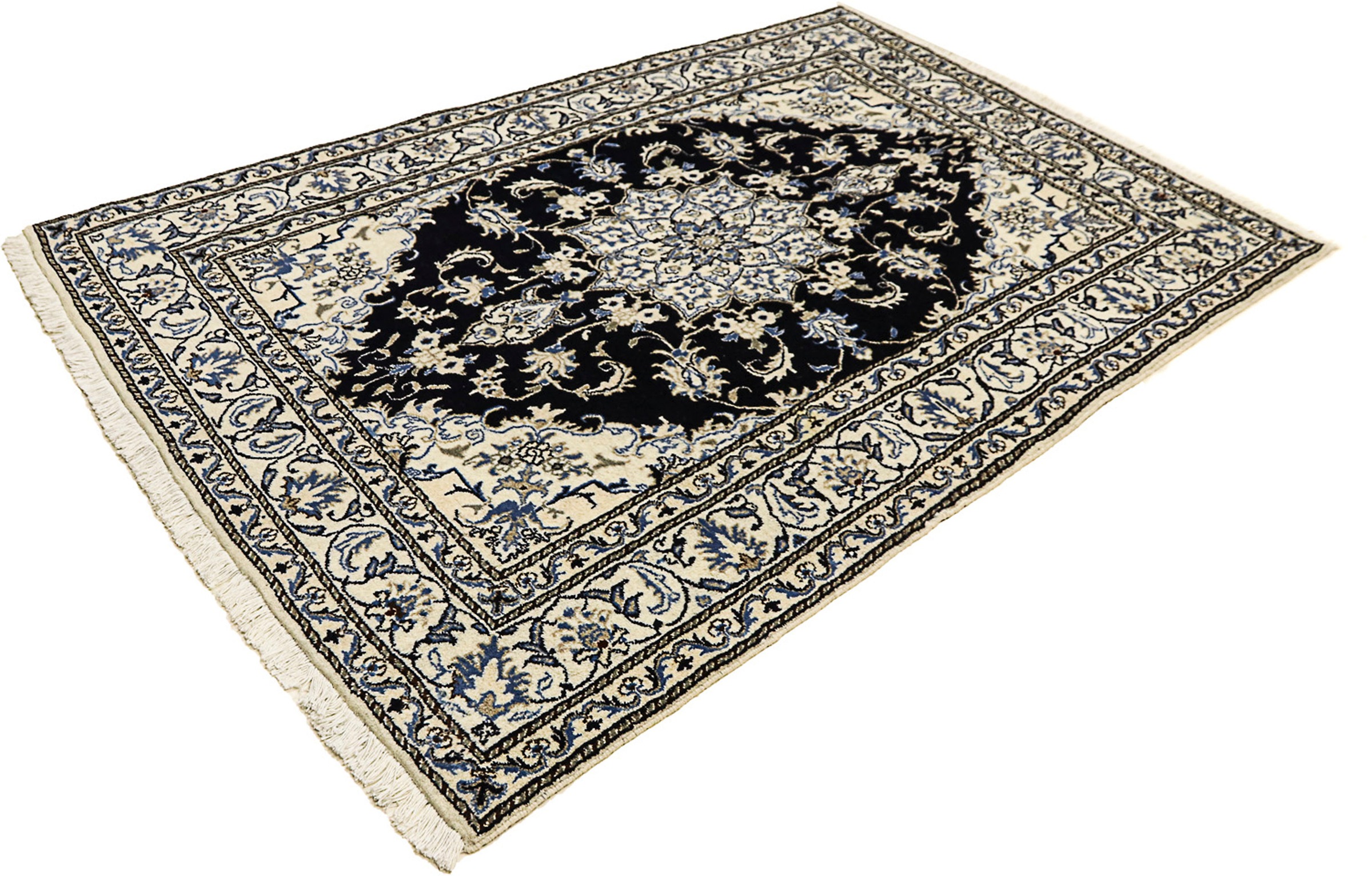 Image of morgenland Orientteppich »Perser - Nain - 203 x 143 cm - dunkelblau«, rechteckig, 12 mm Höhe, Wohnzimmer, Handgeknüpft, Einzelstück mit Zertifikat bei Ackermann Versand Schweiz