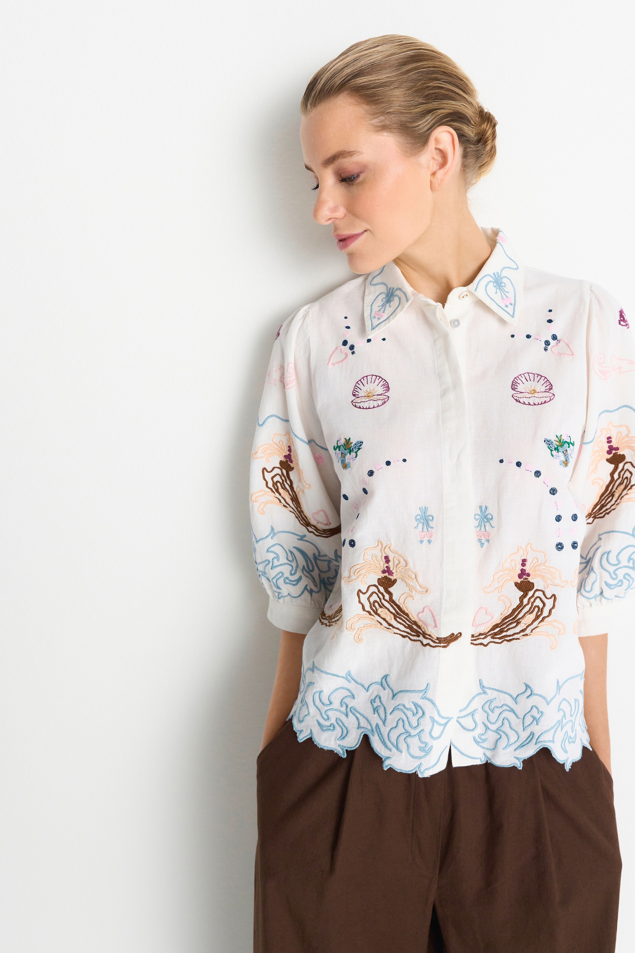 Image of RICHROYAL Klassische Bluse Regular fit mit Stickereien