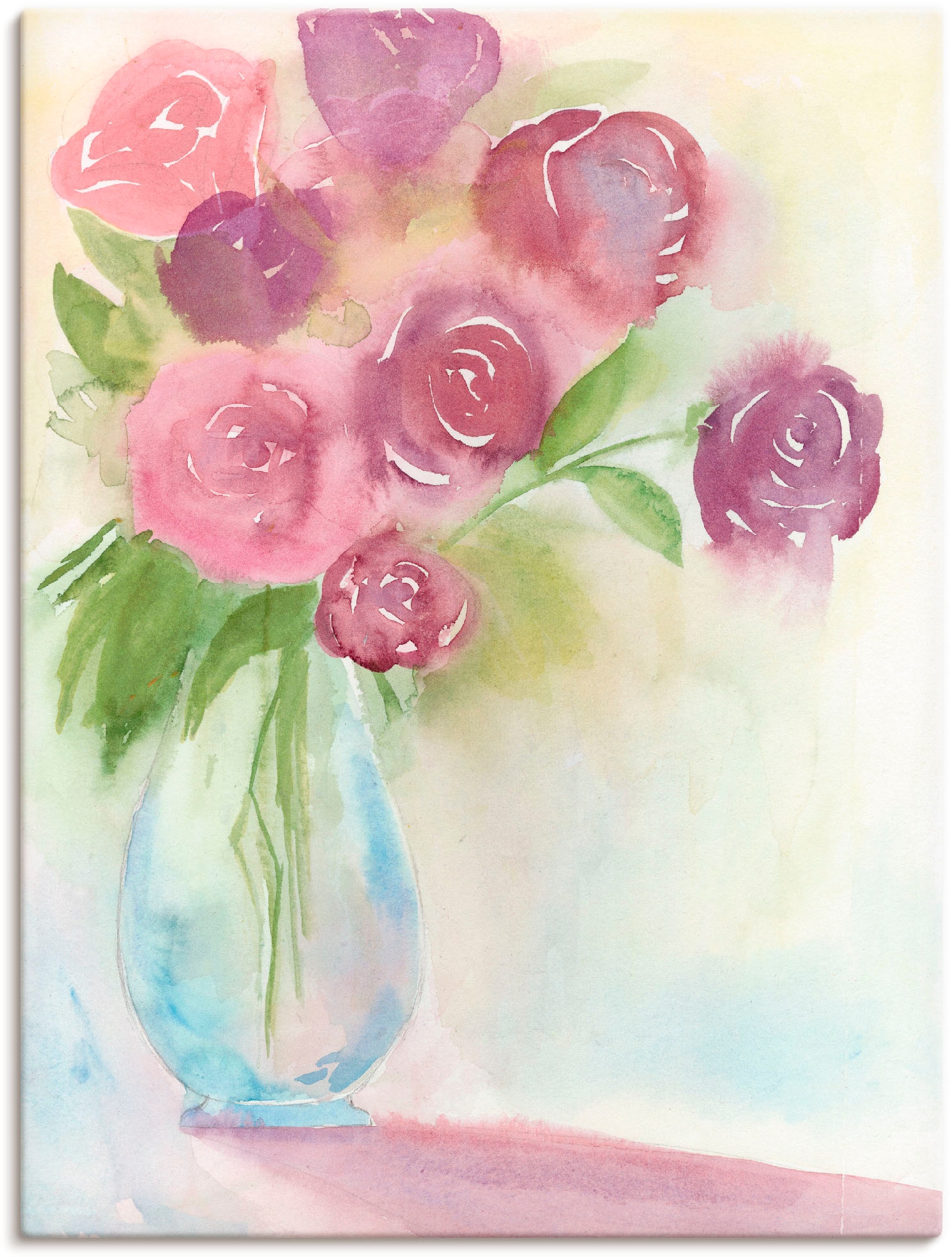Image of Artland Leinwandbild "Leuchtener Strauss II" Blumen 1 Stk. tlg. auf Holzrahmen gespannt
