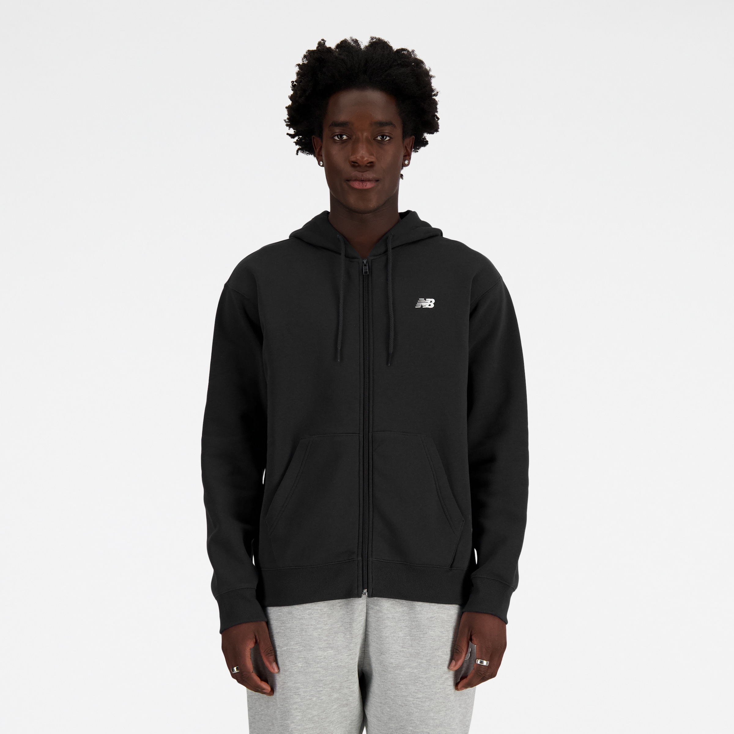 Image of New Balance Sweatjacke "Sport Essentials Logo French Terry Full Zip" mit Kapuze, mit Eingrifftaschen, aus Baumwolle und Polyester