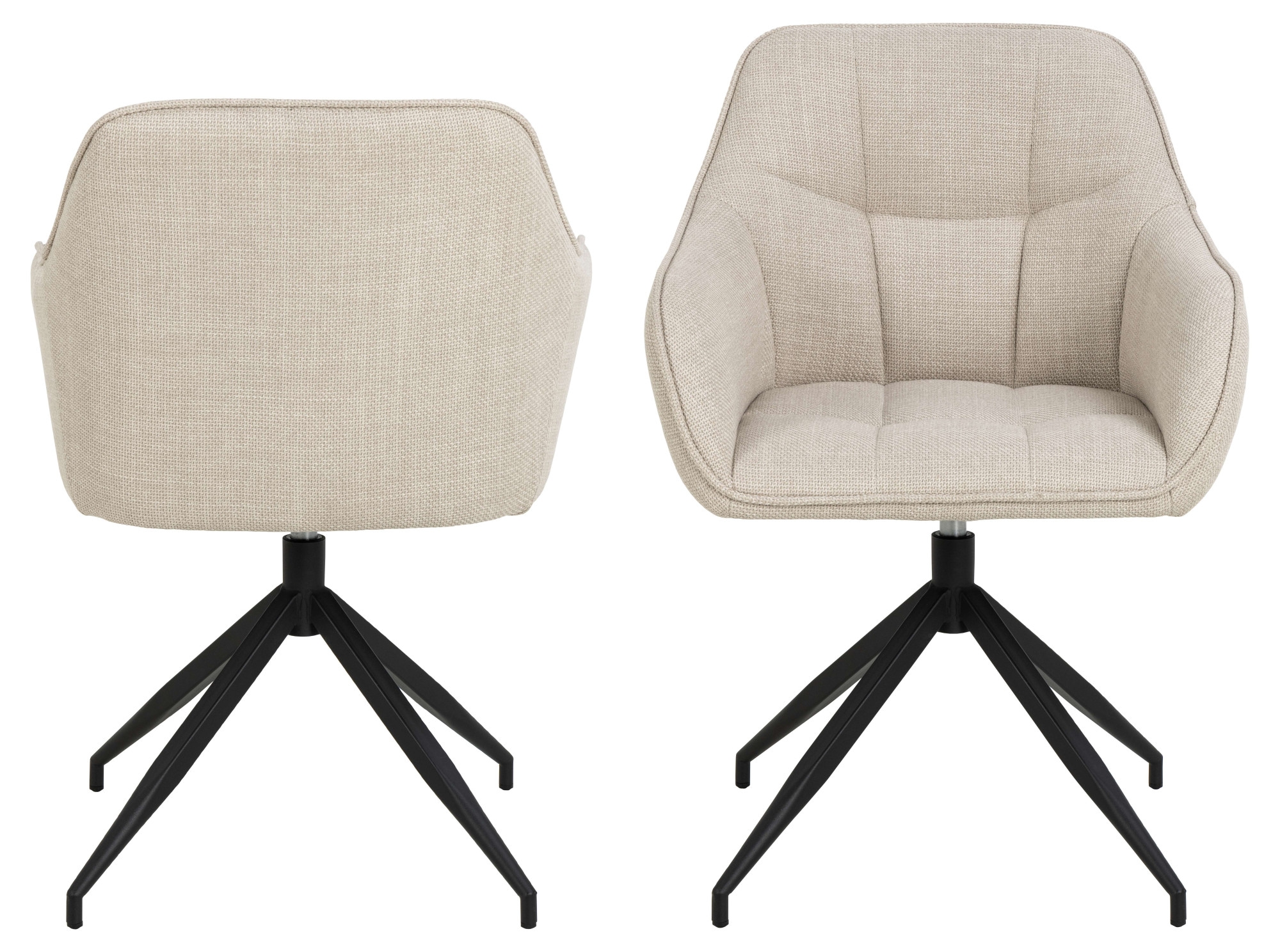ACTONA GROUP Chaise avec accoudoirs »Brenda Esszimmerstuhl, Polsterstuhl,« () fonction pivotante, accoudoir, tissu, coutures en carré, pieds en métal noirs