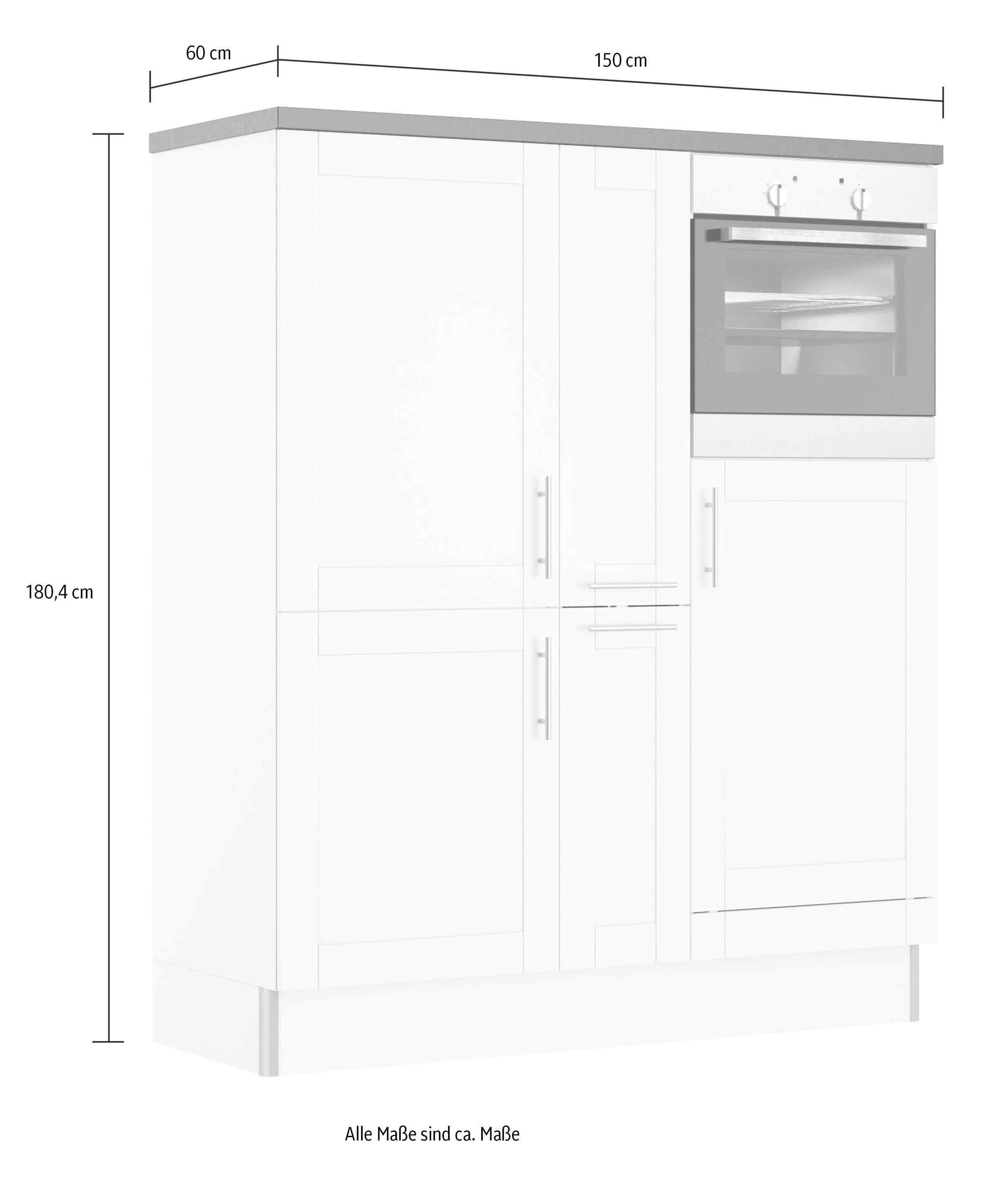 KOCHSTATION Pantryküche »KS-Ahus«, Breite 150 cm,wahlweise mit E-Geräten,Soft-Close-Funktion
