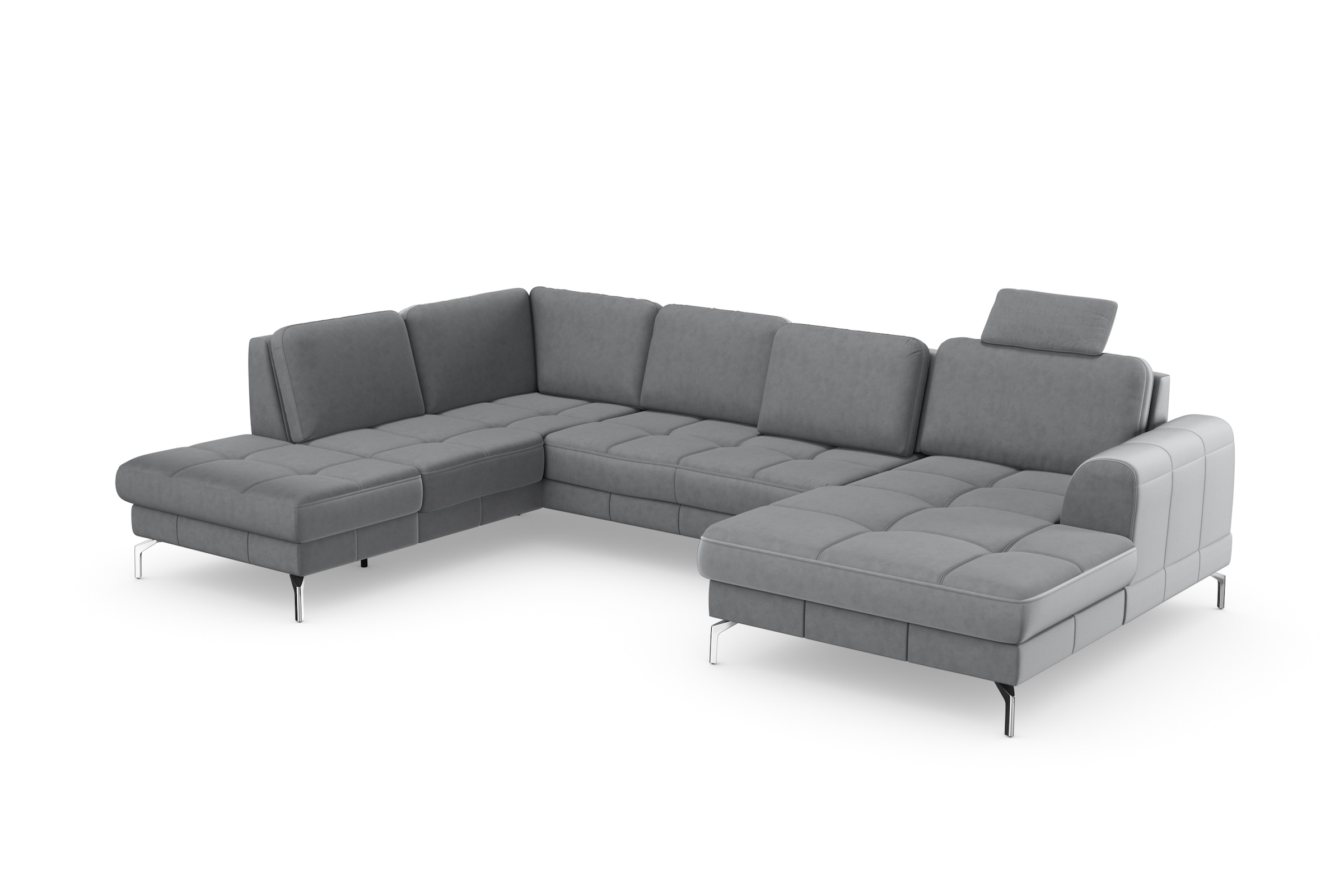 sit&more Wohnlandschaft »Bendigo U-Form« inklusive Sitztiefenverstellung, Bodenfreiheit 15 cm, in 2 Fussfarben