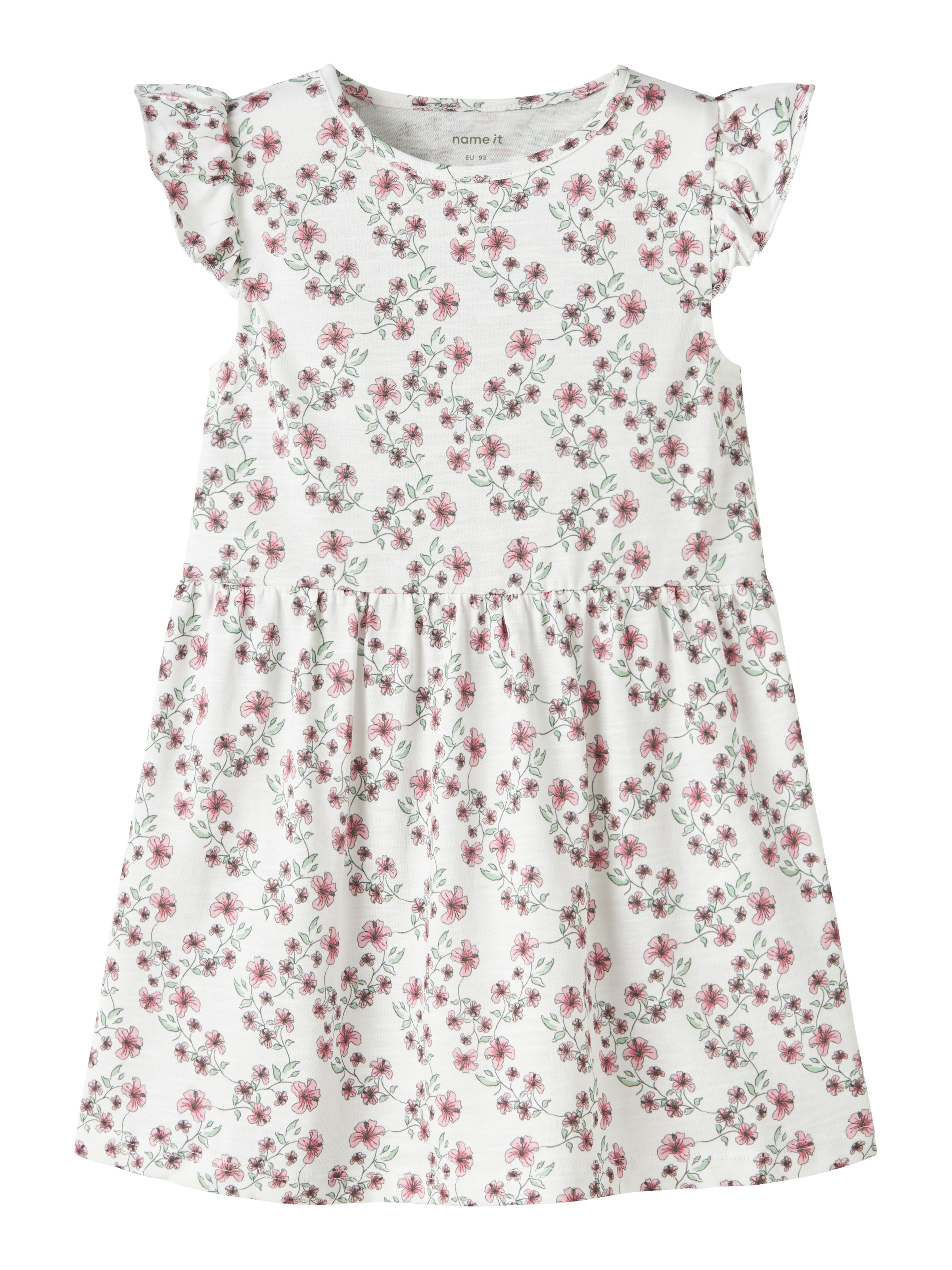 Image of Name It Minikleid "NMFHAILEDO CAP SL DRESS" Baumwollmischung, Rüschen, Allover-Print