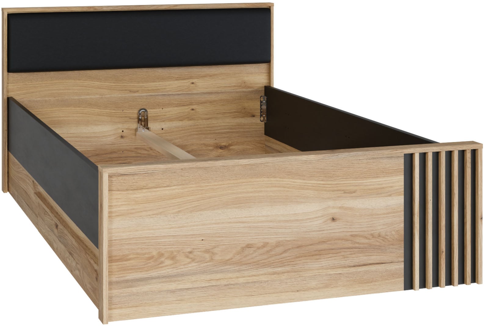 Image of FORTE Bett "Bett mit Stauraum 2 SK, Kopfteil gepolstert" B/H/T 130/84/213 cm, in 2 Farben erhältlich