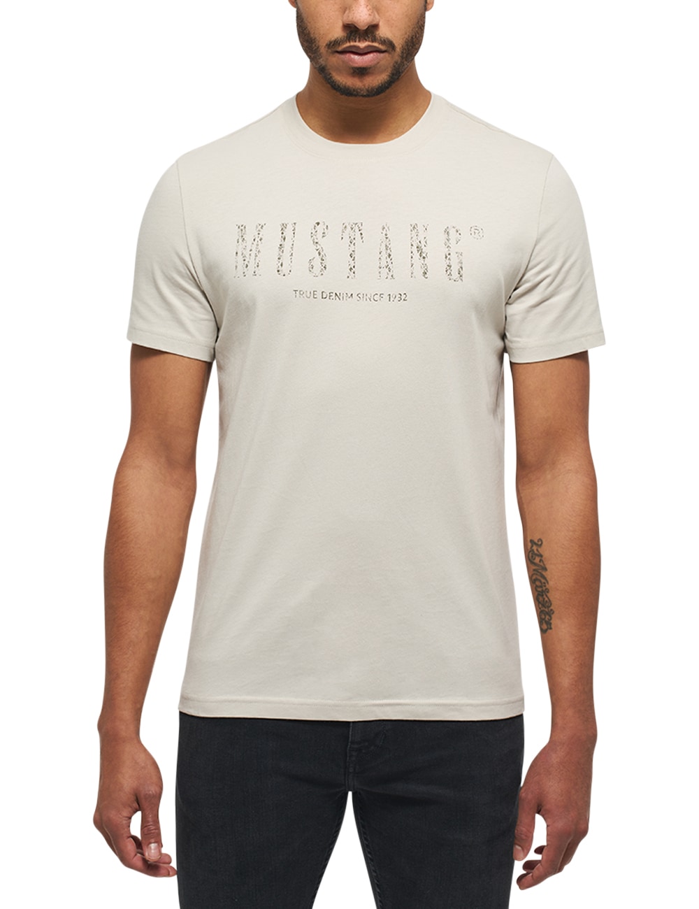 versandkostenfrei MUSTANG auf T-Shirt ♕ Kurzarmshirt »Mustang Print-Shirt«