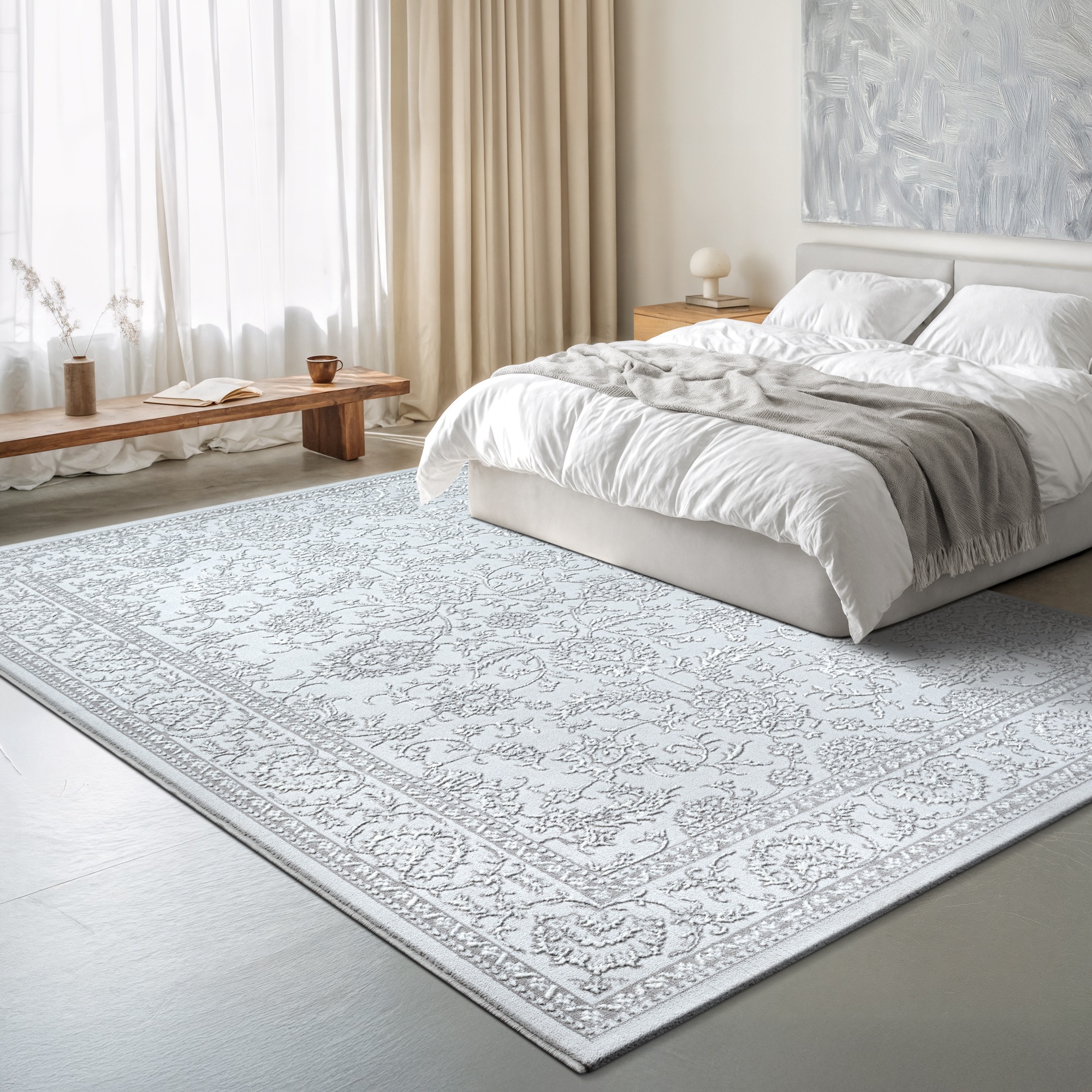 Sanat Teppich »Harmony 3221, auch als Läufer und rund« rechteckig 12 mm Höhe Wohnzimmer, Kurzflor, modern,  Orient Optik, Schlafzimmer