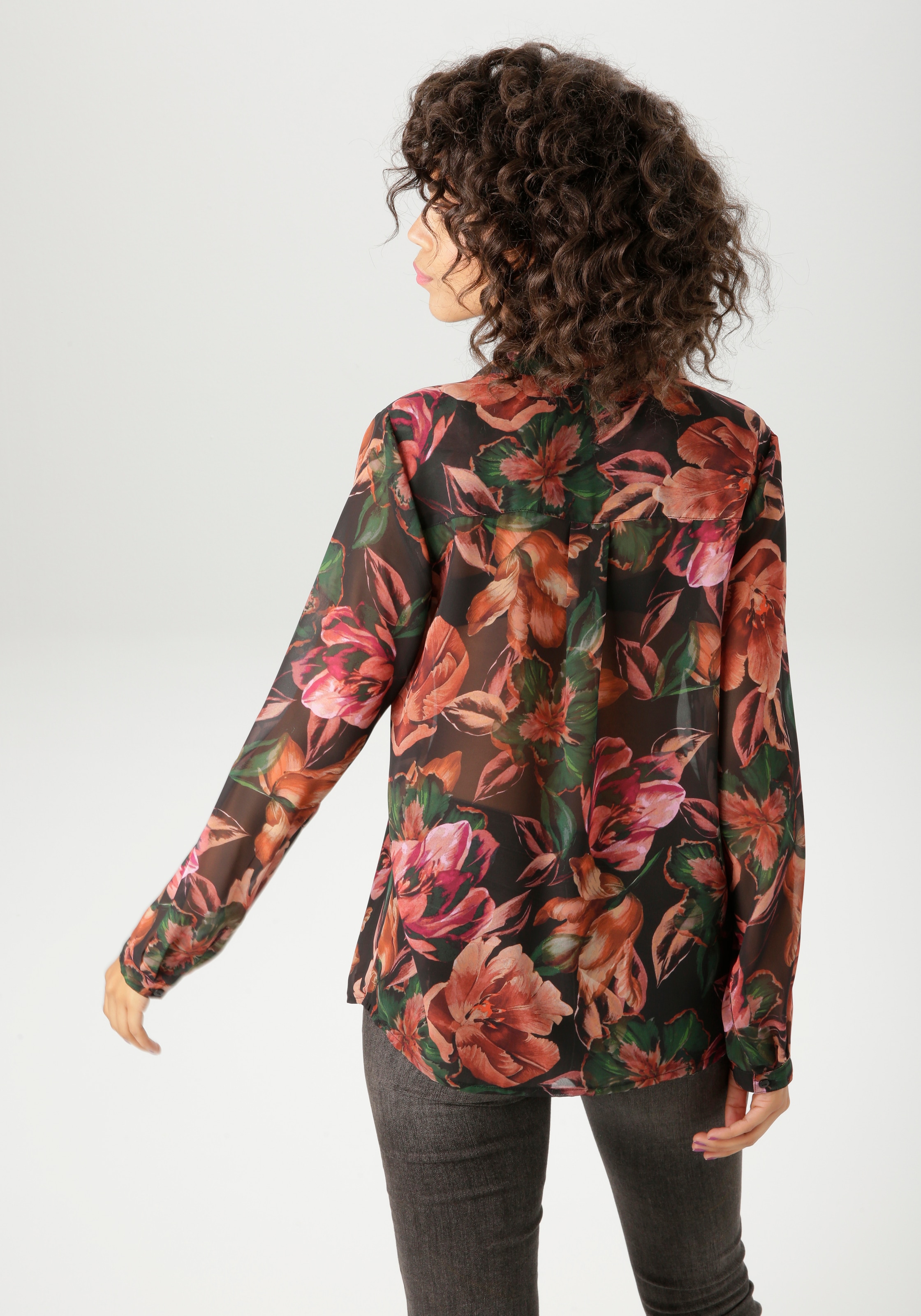 Aniston CASUAL Hemdbluse, mit kunstvollem, grossflächigen Blüten bedruckt - NEUE KOLLEKTION