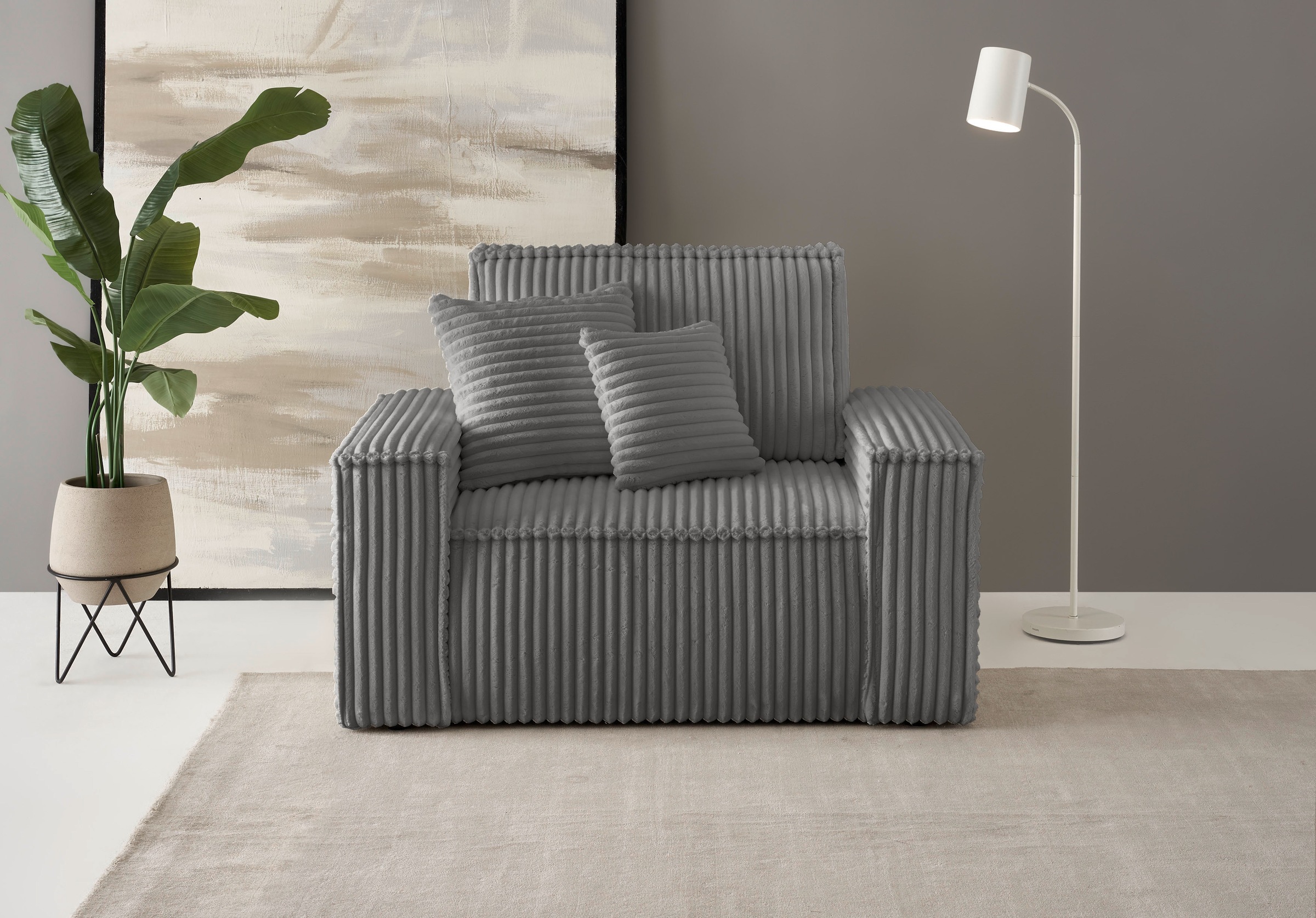 Image of GOODproduct Loveseat "FINNLEY, XXL-Sessel, Lesesessel, trendige Stoffe, inkl. Zierkissen" 1 Stk. tlg. verfügbar in den Stoffqualitäten Bouclé, Struktur fein und Mega Cord