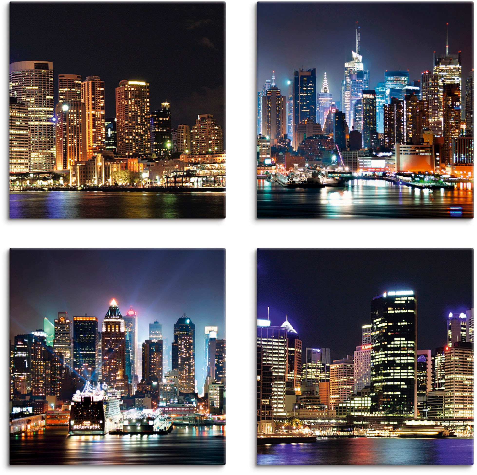 Image of Artland Leinwandbild "Sydney Hafen und New York Times Square" Städte 4 Stk. tlg. 4er Set, verschiedene Grössen