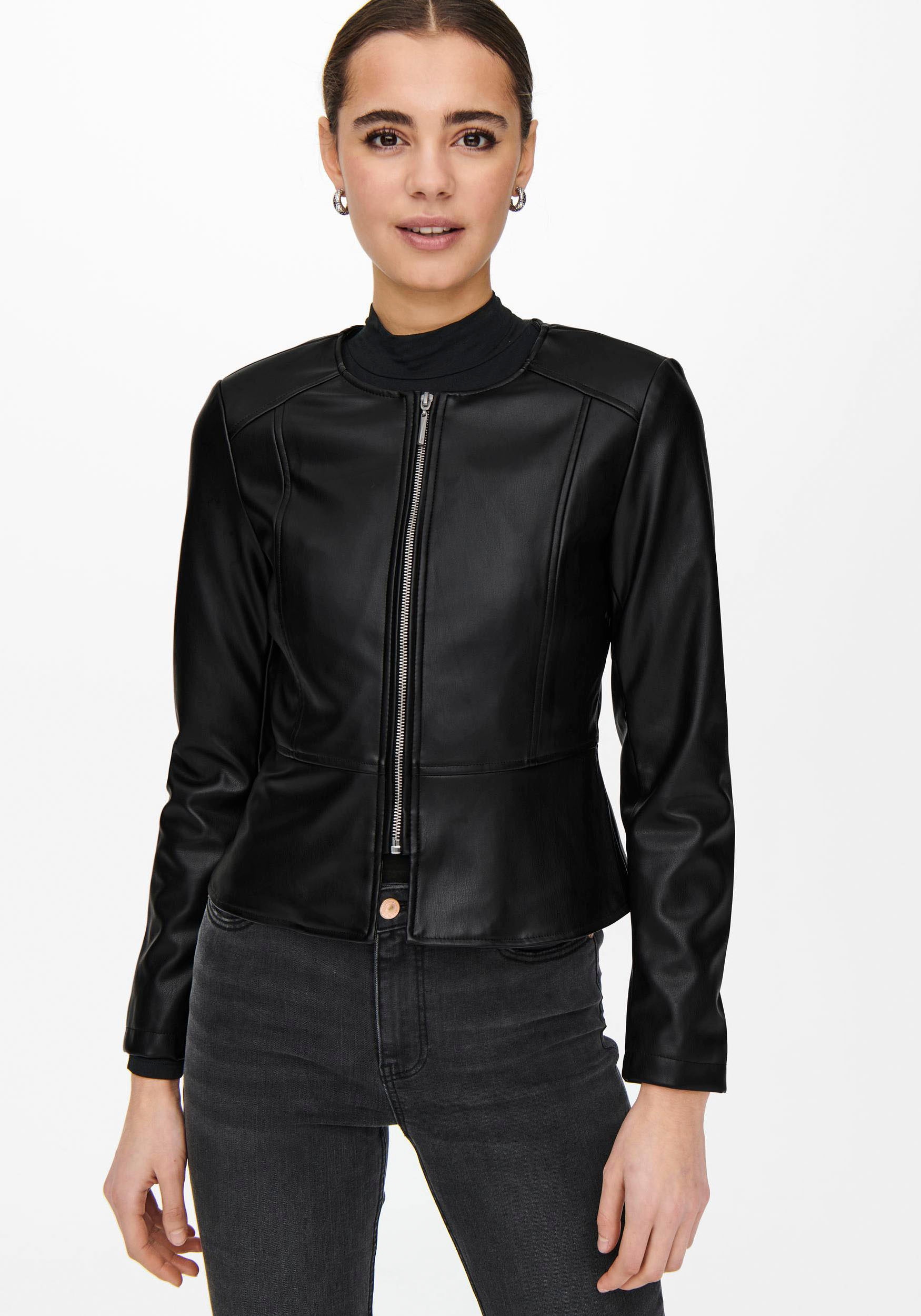 Image of ONLY Lederimitatjacke "ONLSARAMY FAUX LEATHER JACKET CC OTW" in kurzer, leicht taillierter Form