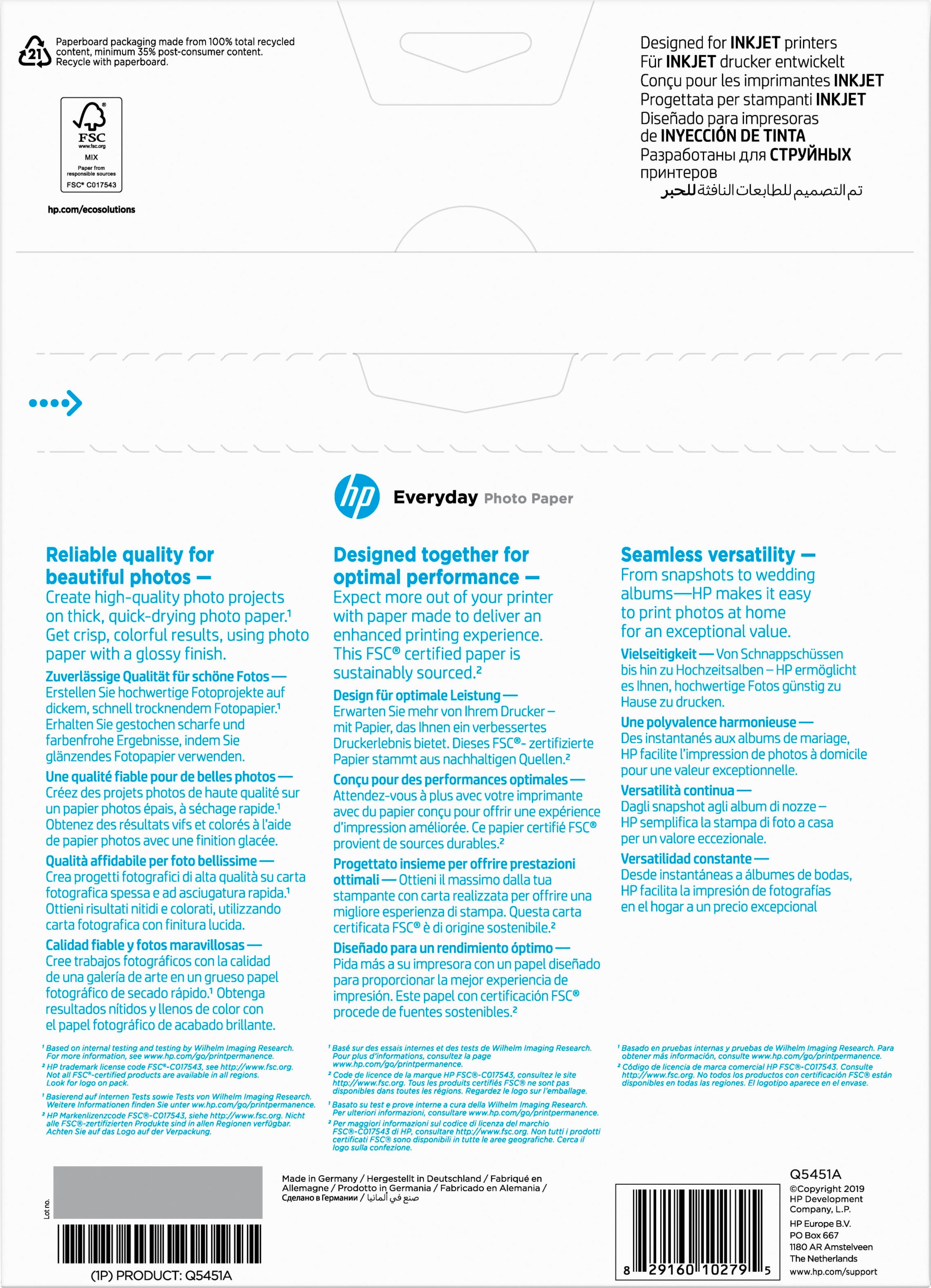 HP Fotopapier »Everyday glänzend - 25 Blatt/A4/210 x 297«, DIN-A4