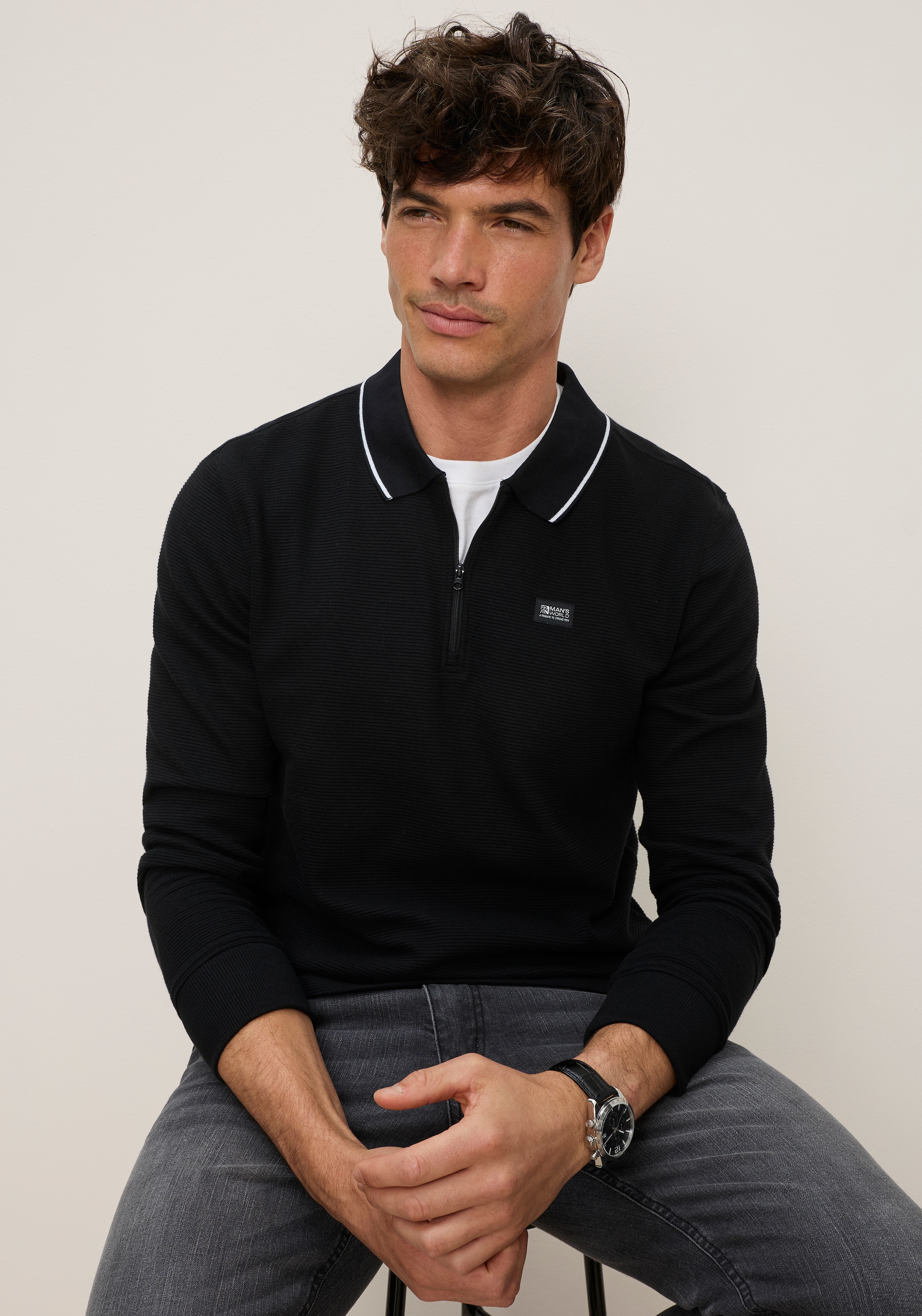 Image of Mans World Sweatshirt "mit Polokragen", Bequem wie ein Sweatshirt. Smart wie ein Polo.