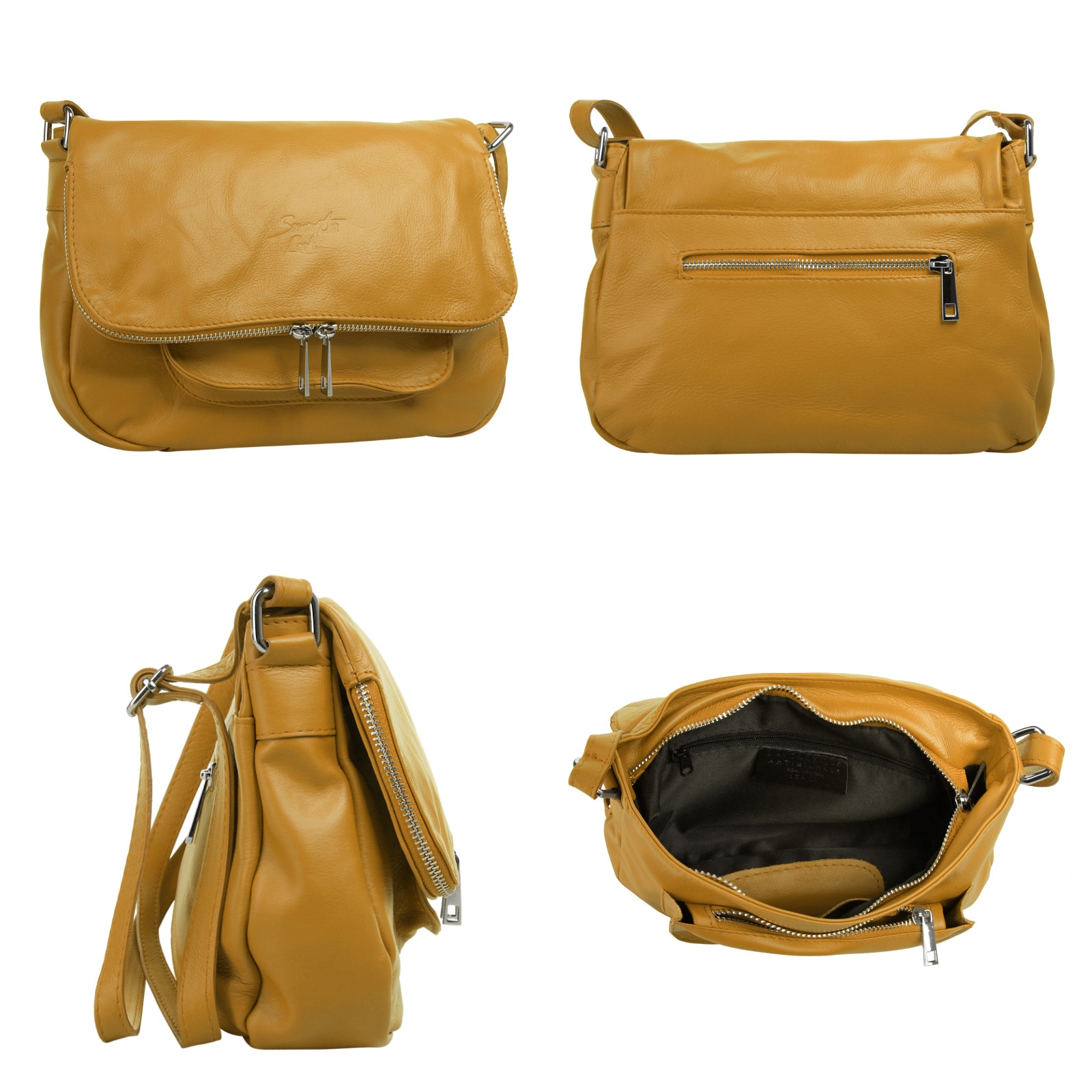 Samantha Look Umhängetasche echt Leder, Made in Italy