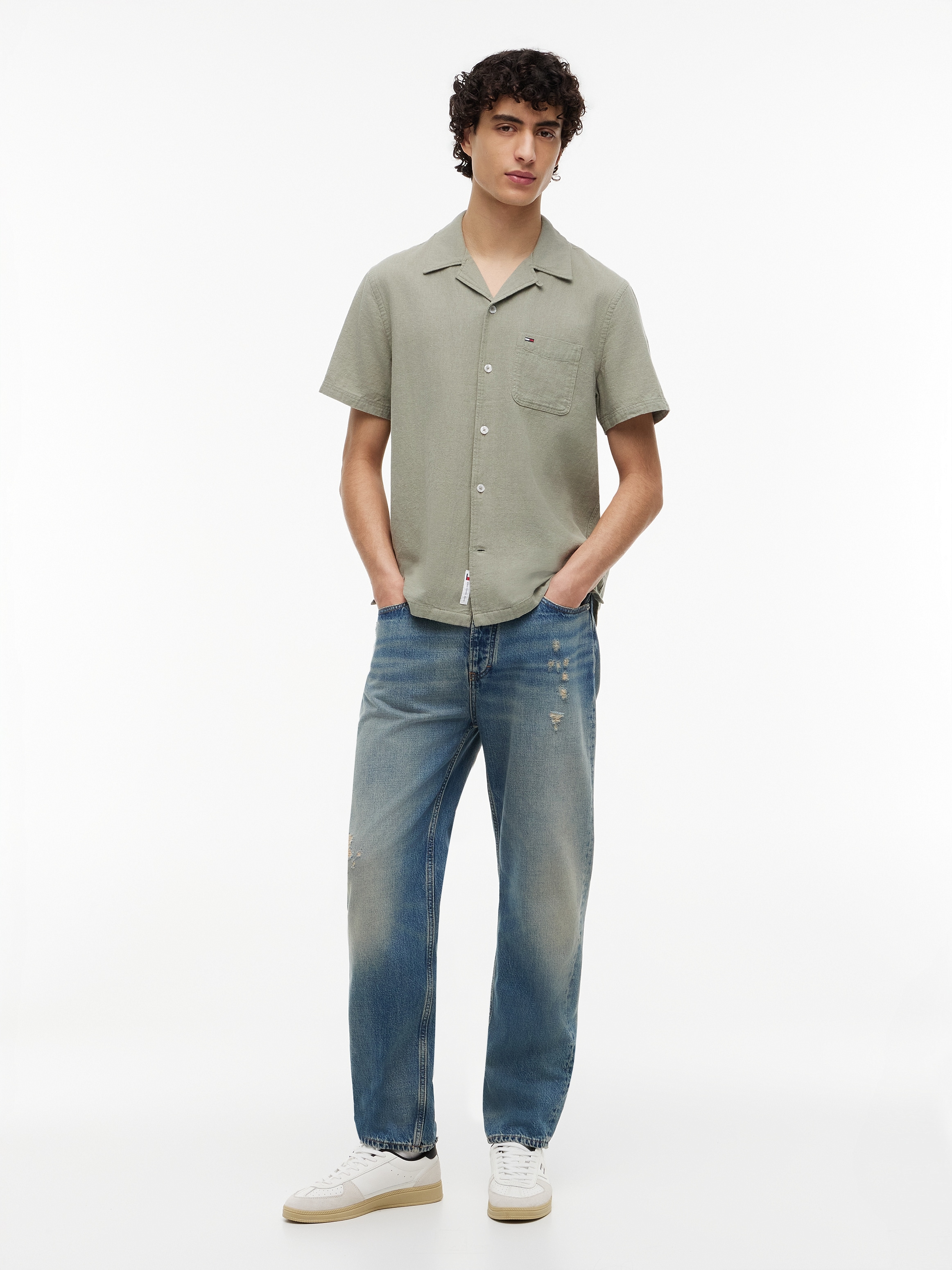 Tommy Jeans Chemise en lin »TJM REGULAR LINEN BLEND CAMP« avec col à revers