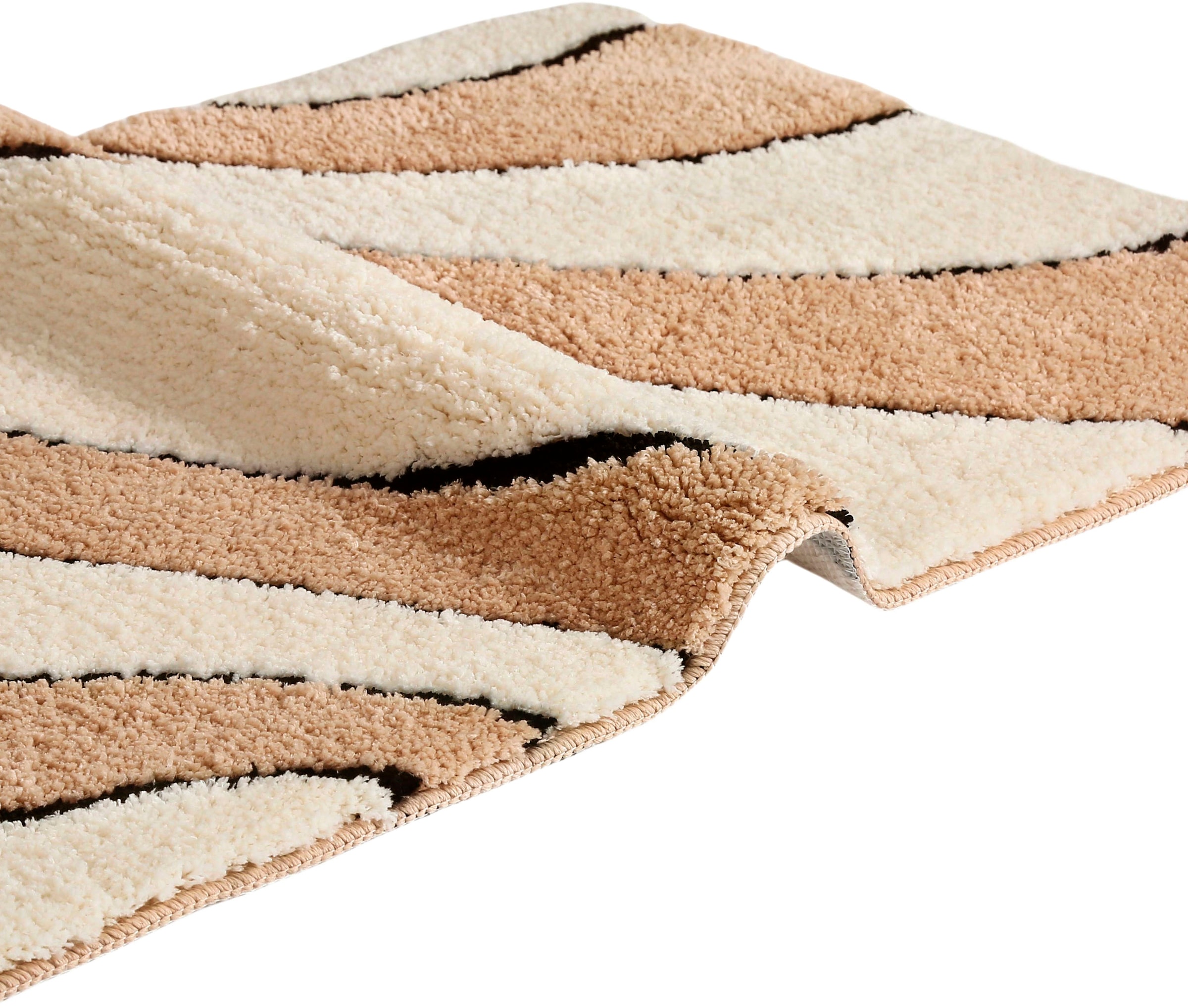 my home Badematte »Anna, Badvorleger, Badezimmer Teppich«, rutschhemmend beschichtet, fussbodenheizungsgeeignet-schnell trocknend, Badteppich, Hoch Tief Effekt, Modern, Weich, Wellen