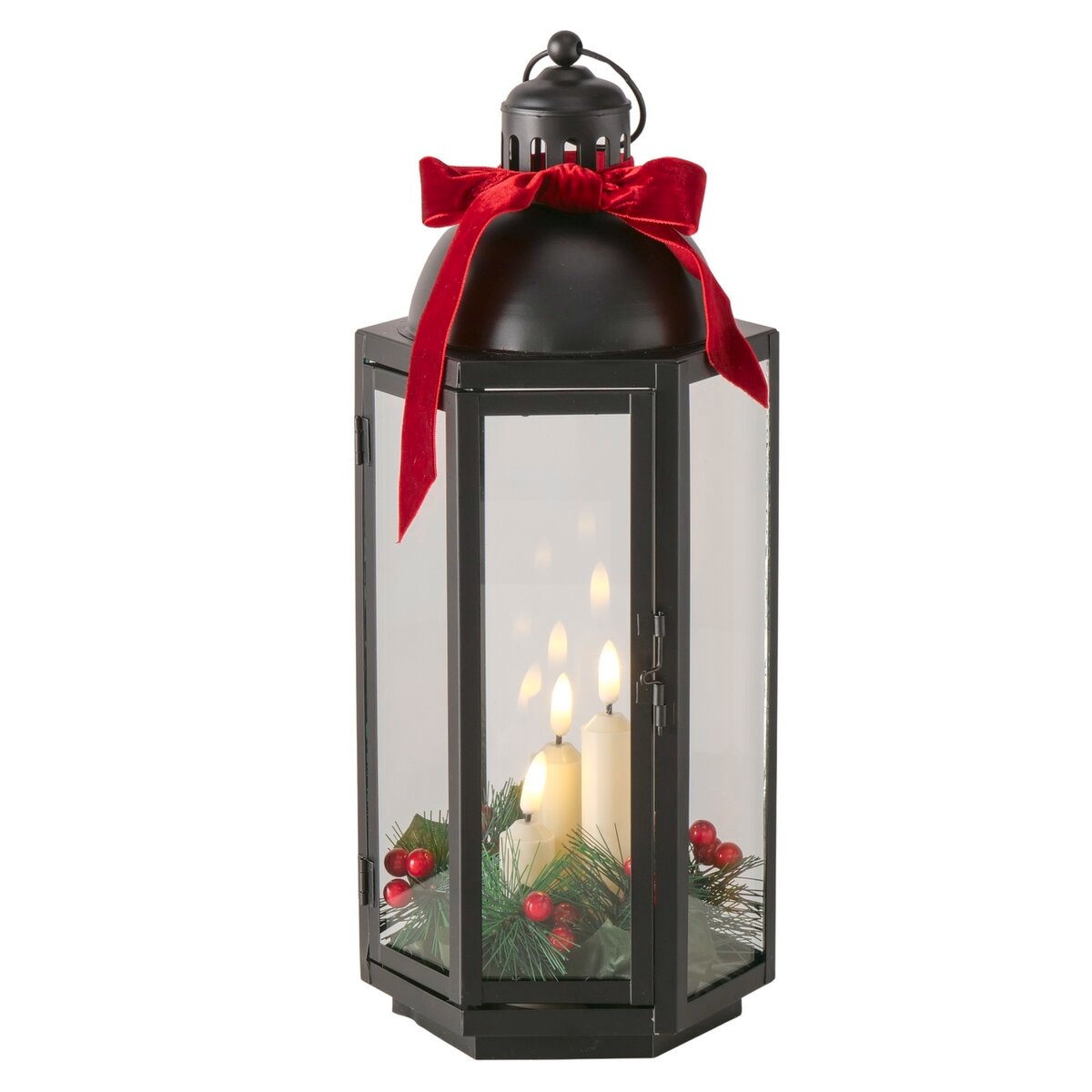 Image of GOODproduct LED Laterne "1 Stück, Schwarz oder Weiss, warmes Licht, gemütliche Wohnakzente" LED-Modul Warmes Licht, Höhe 38,5 cm, Pulverbeschichtete Oberfläche für Qualität